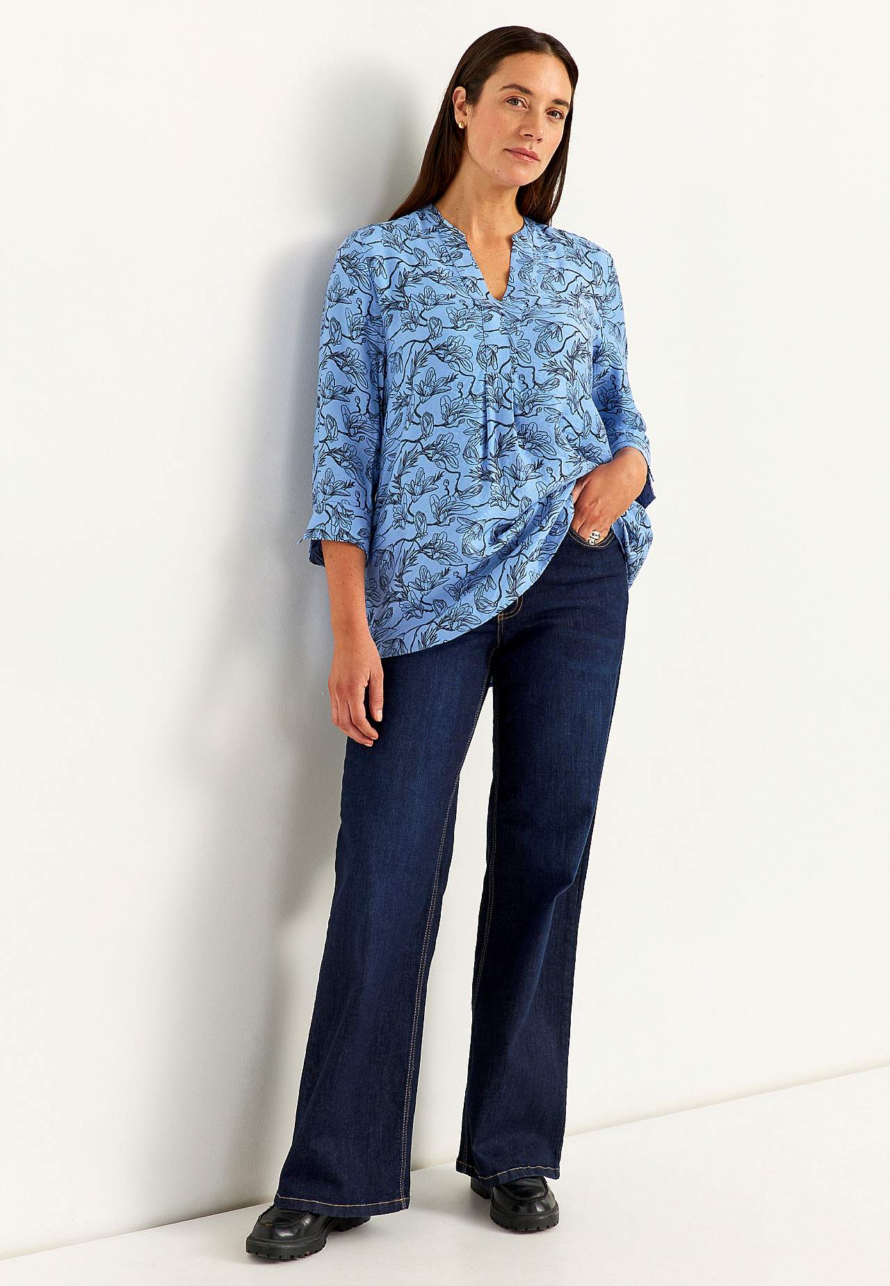 Woven tunic top with pockets