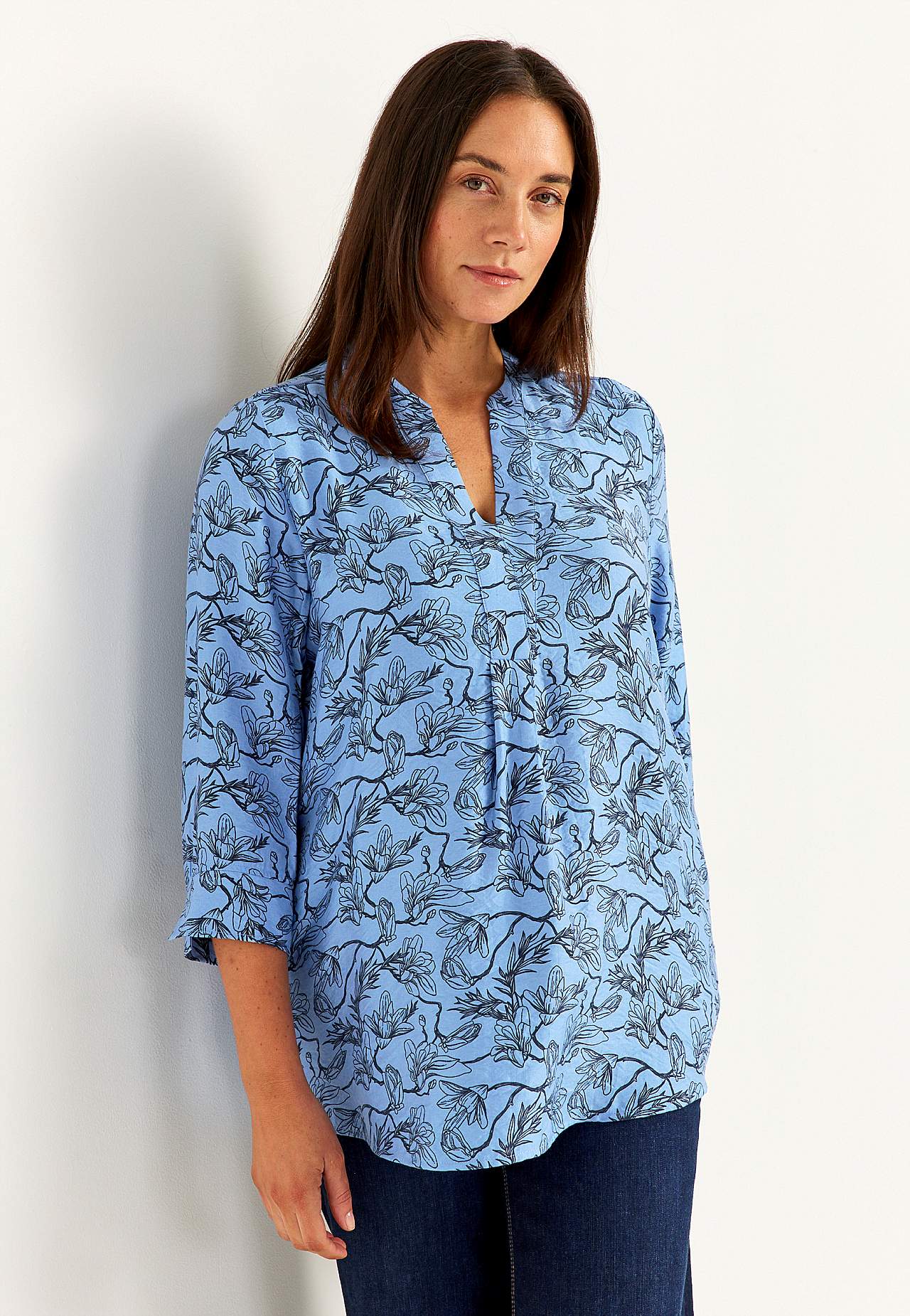 Woven tunic top with pockets
