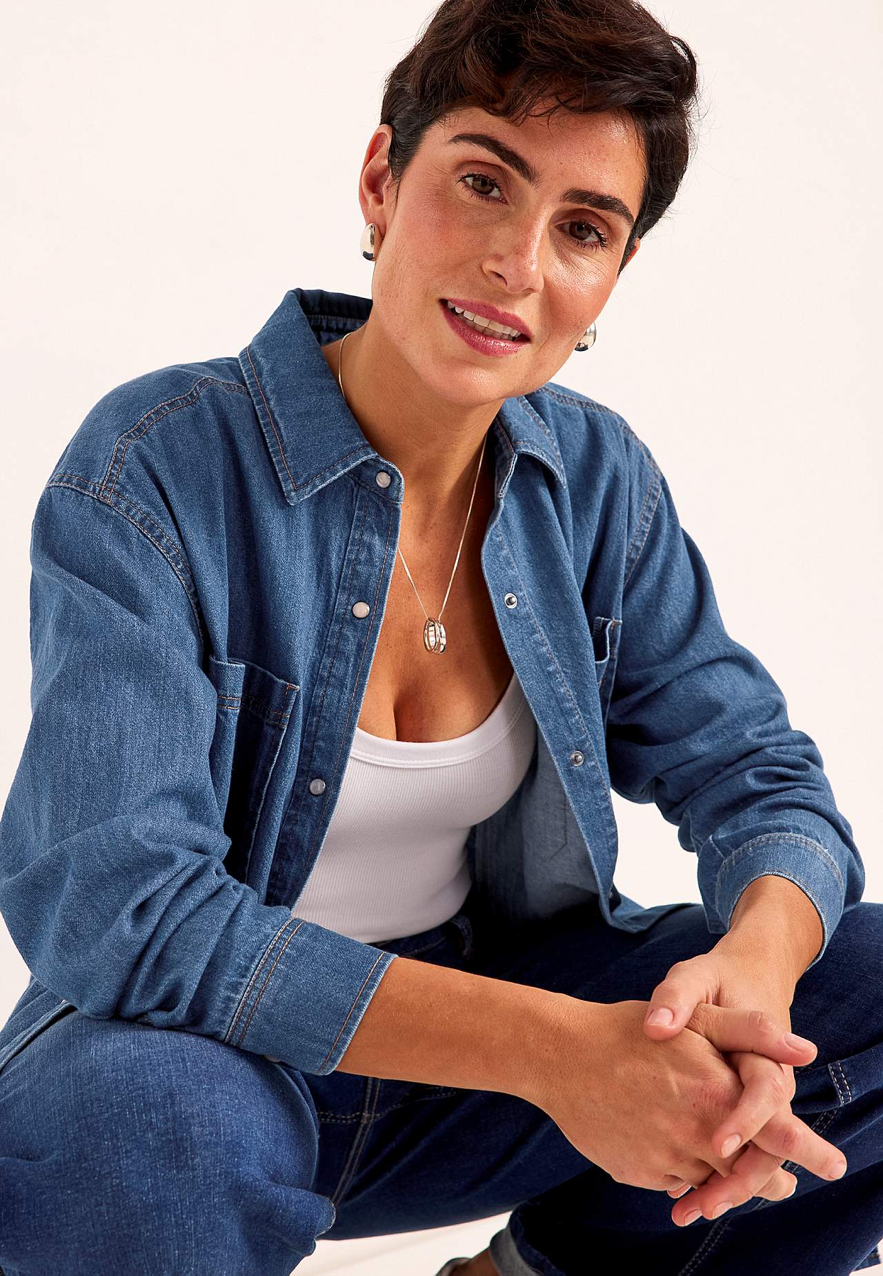 Non-stretch denim shirt