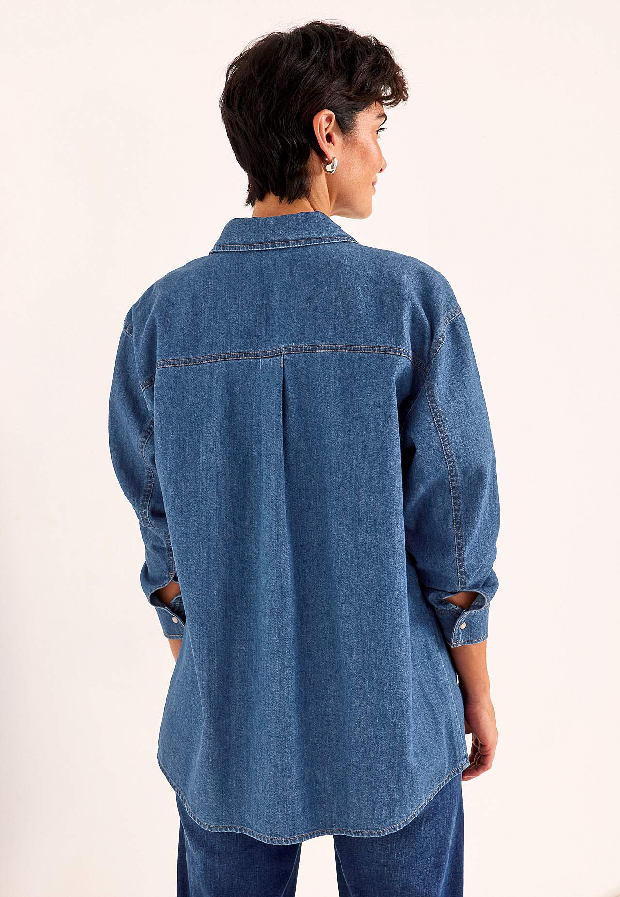 Non-stretch denim shirt