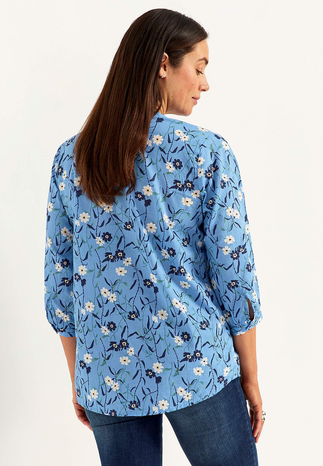 Woven tunic with a flower pattern