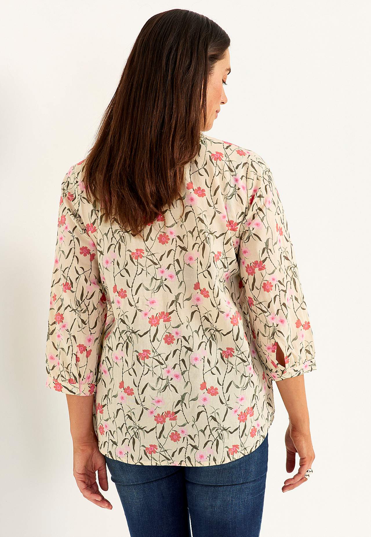 Woven tunic with a flower pattern