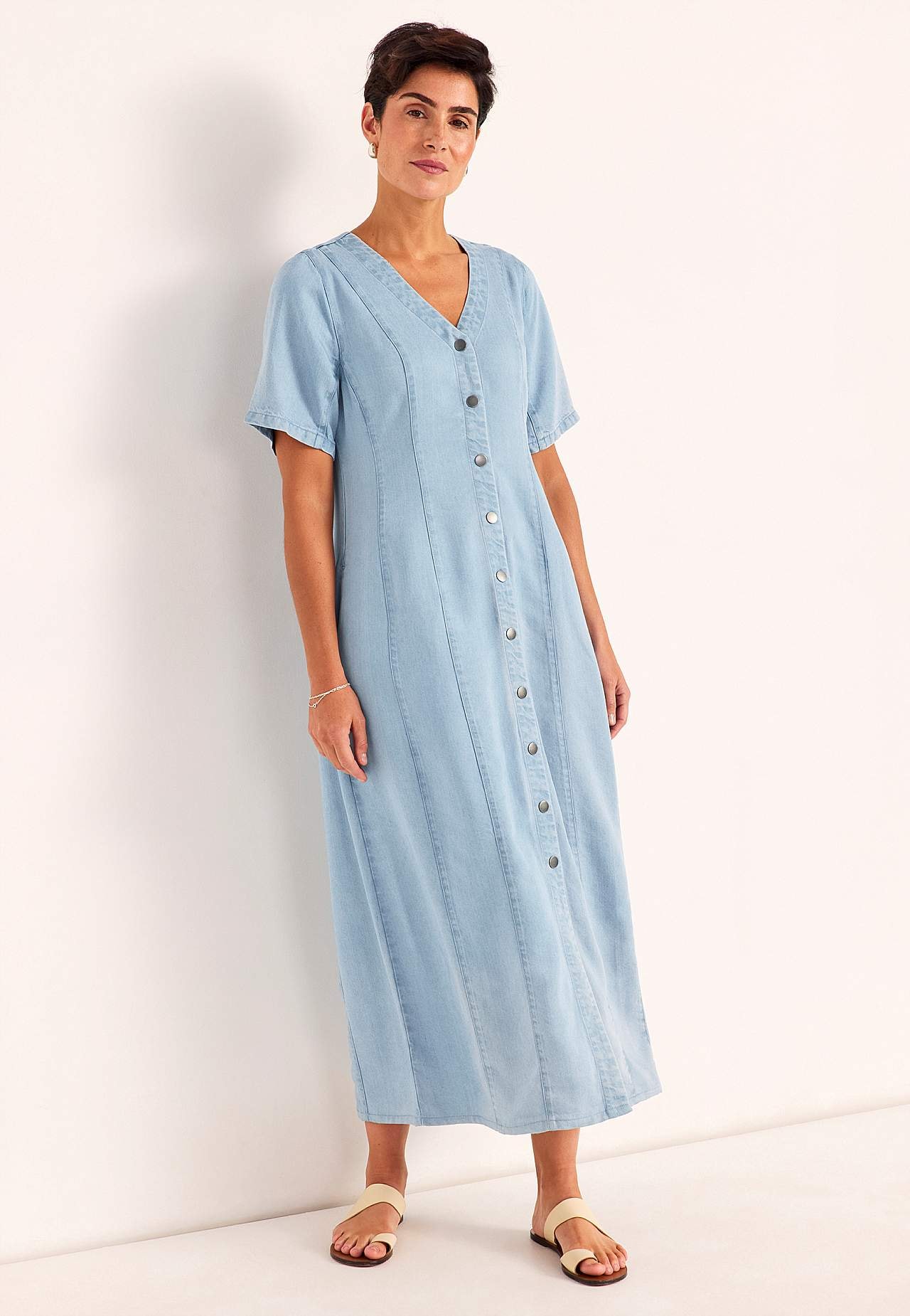Ultra-soft Premium denim dress with buttons