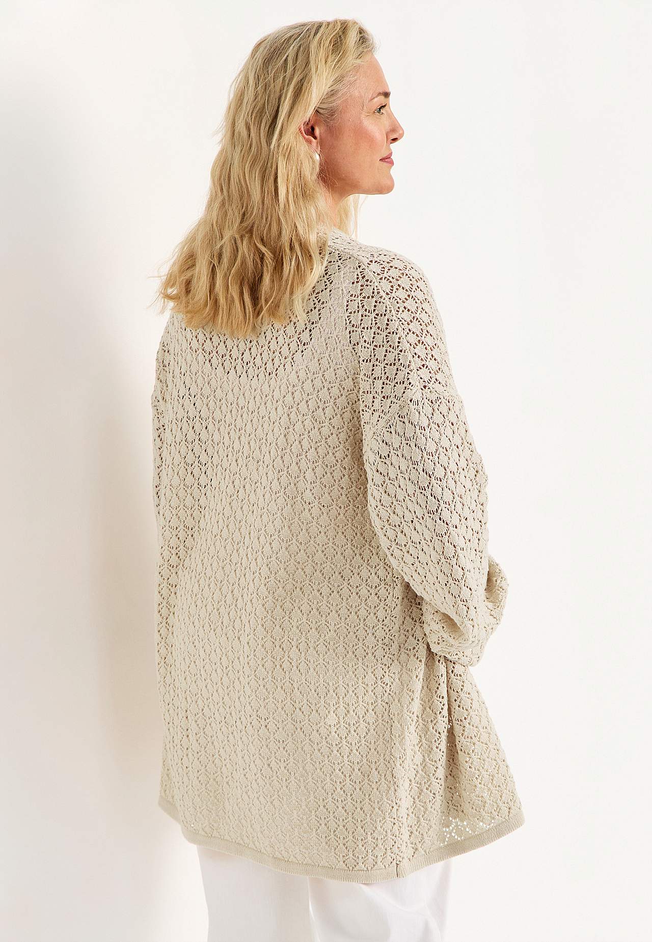 Knitted cardigan with openwork