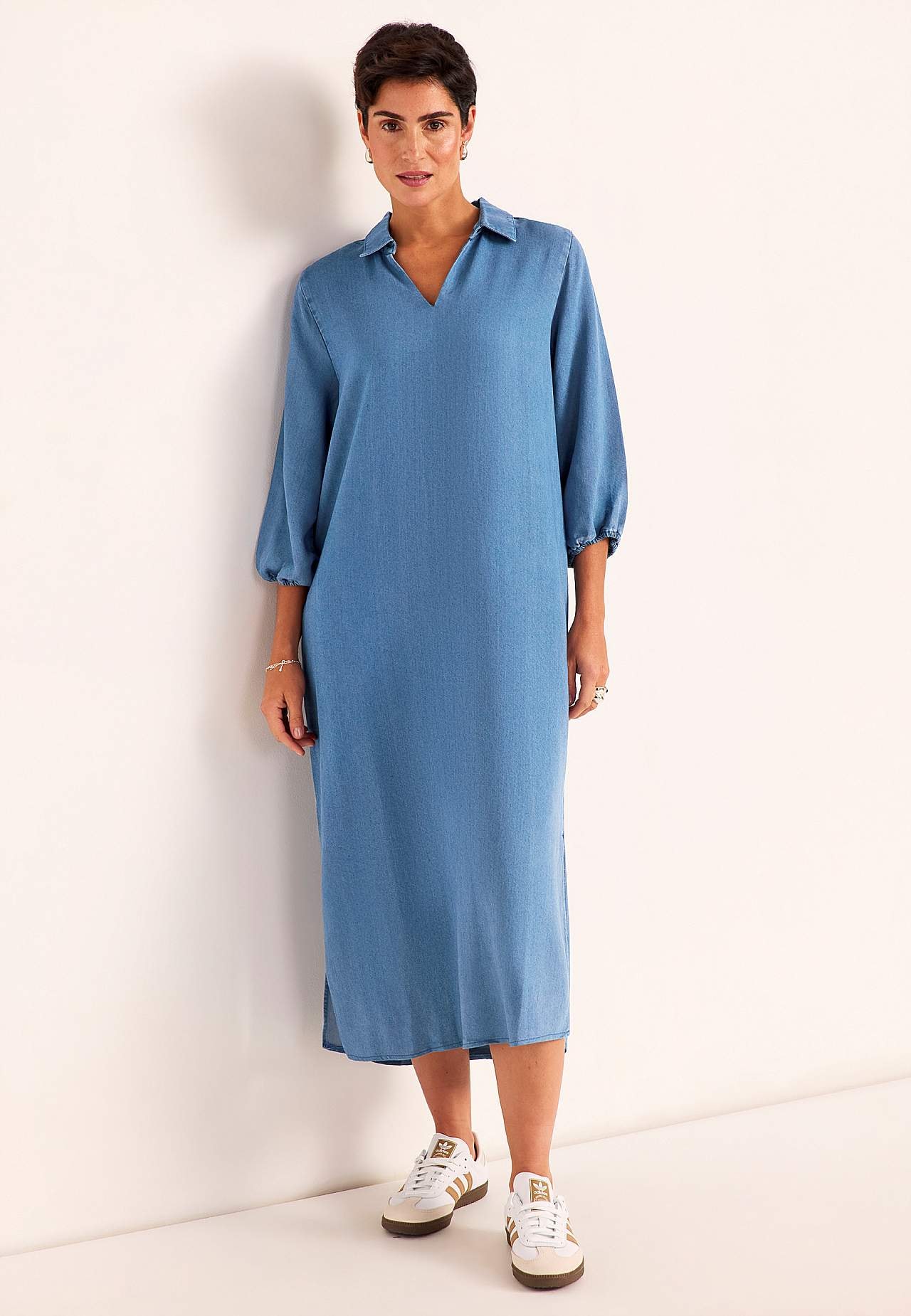 Ultra-soft Premium denim dress with collar