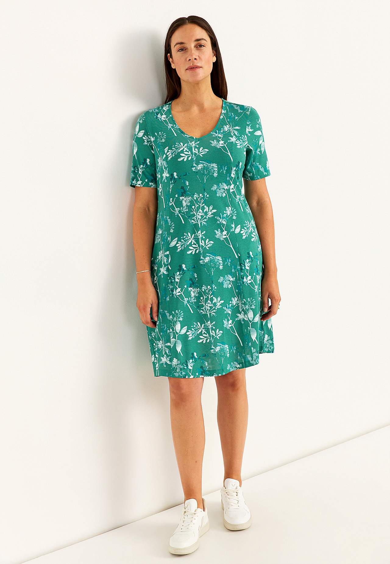 Patterned jersey dress with pockets
