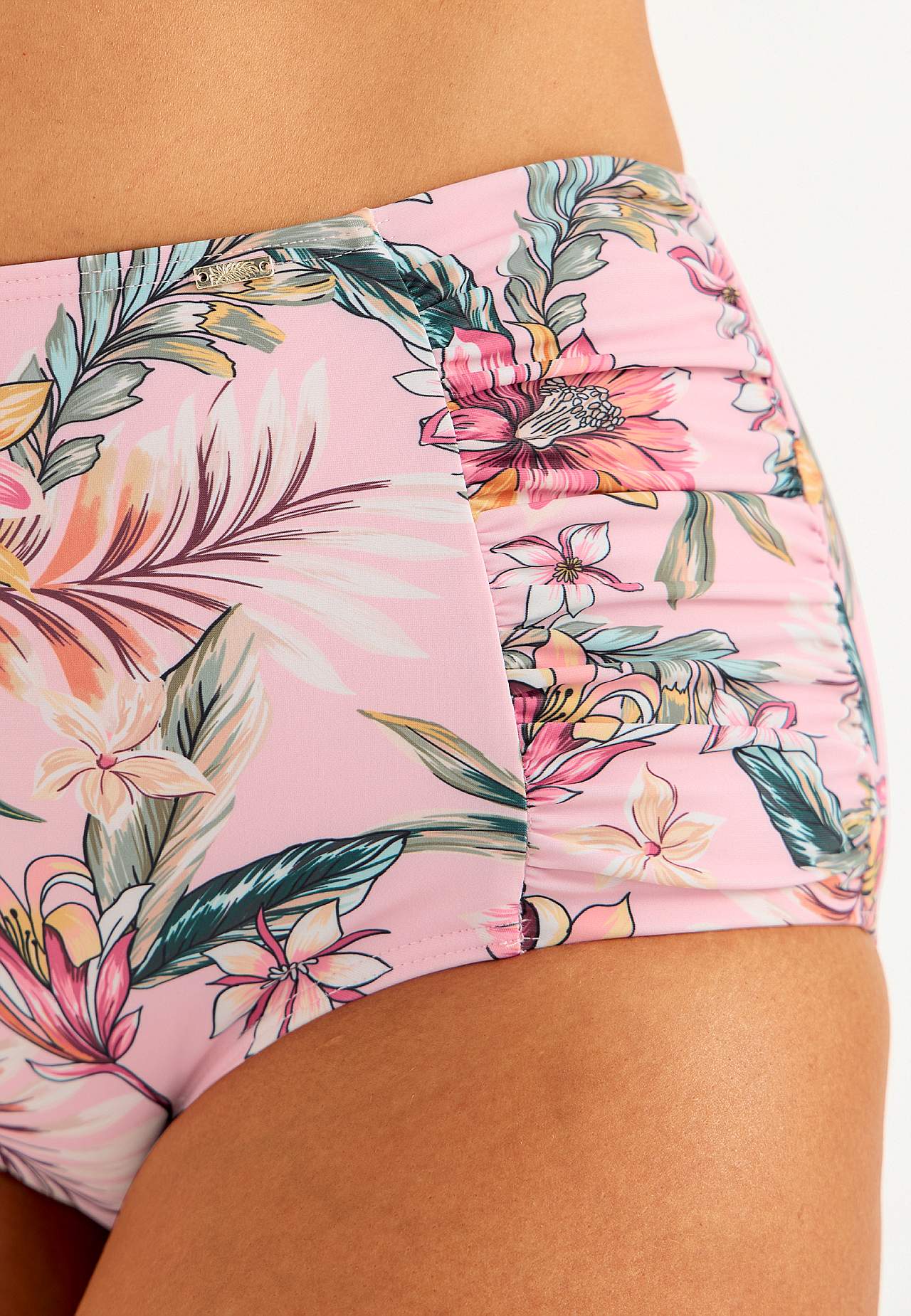 Bikini bottom with high waist and a flower pattern Honolulu