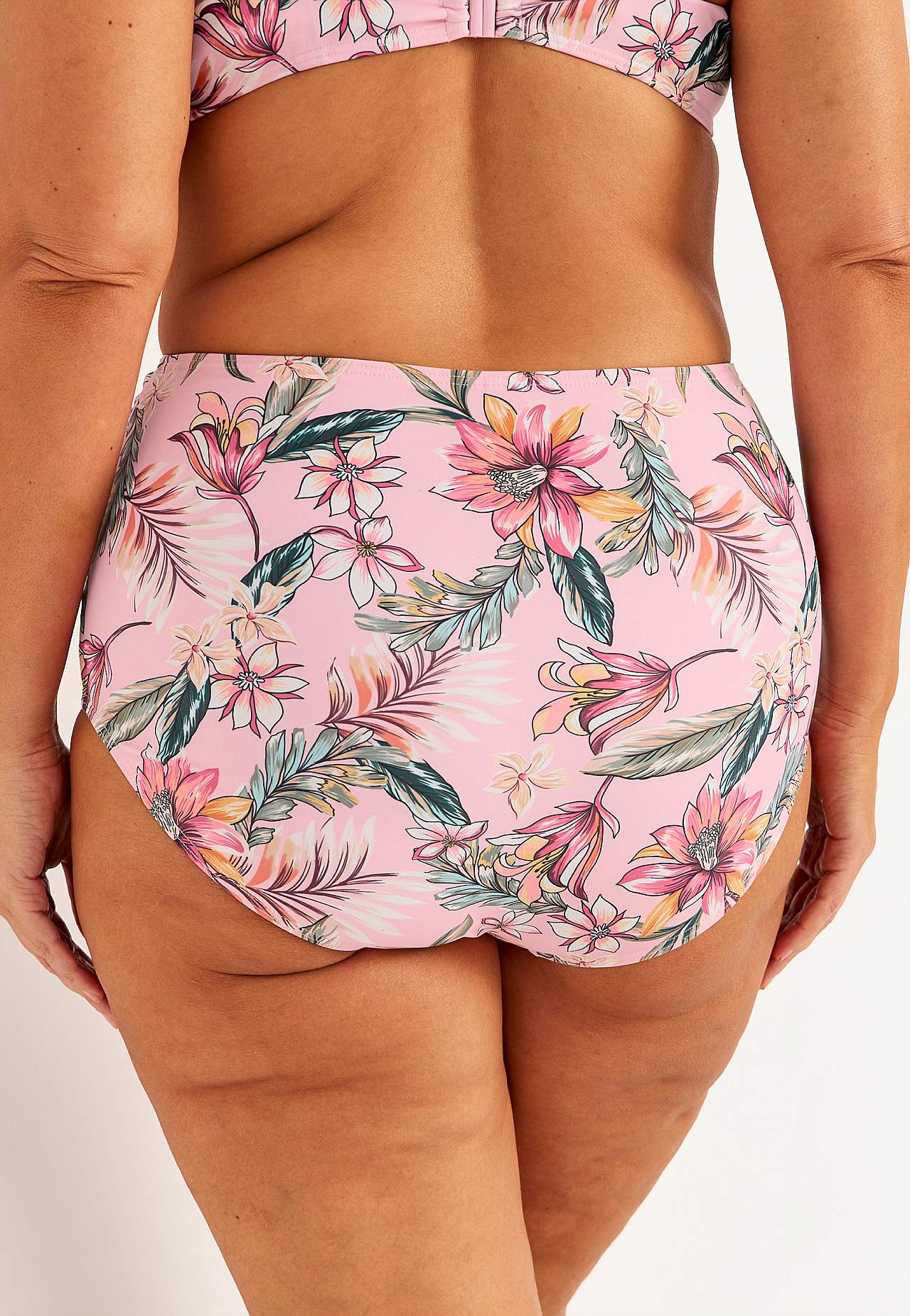 Bikini bottom with high waist and a flower pattern Honolulu