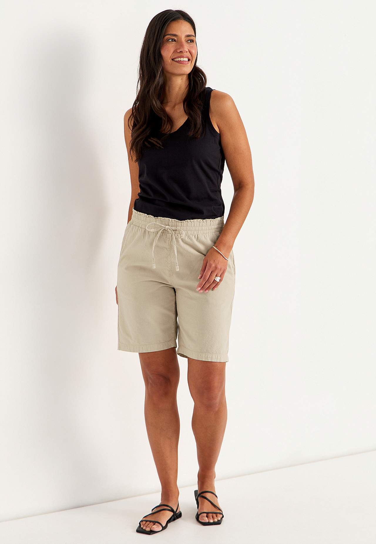 Shorts i vasket bomuld