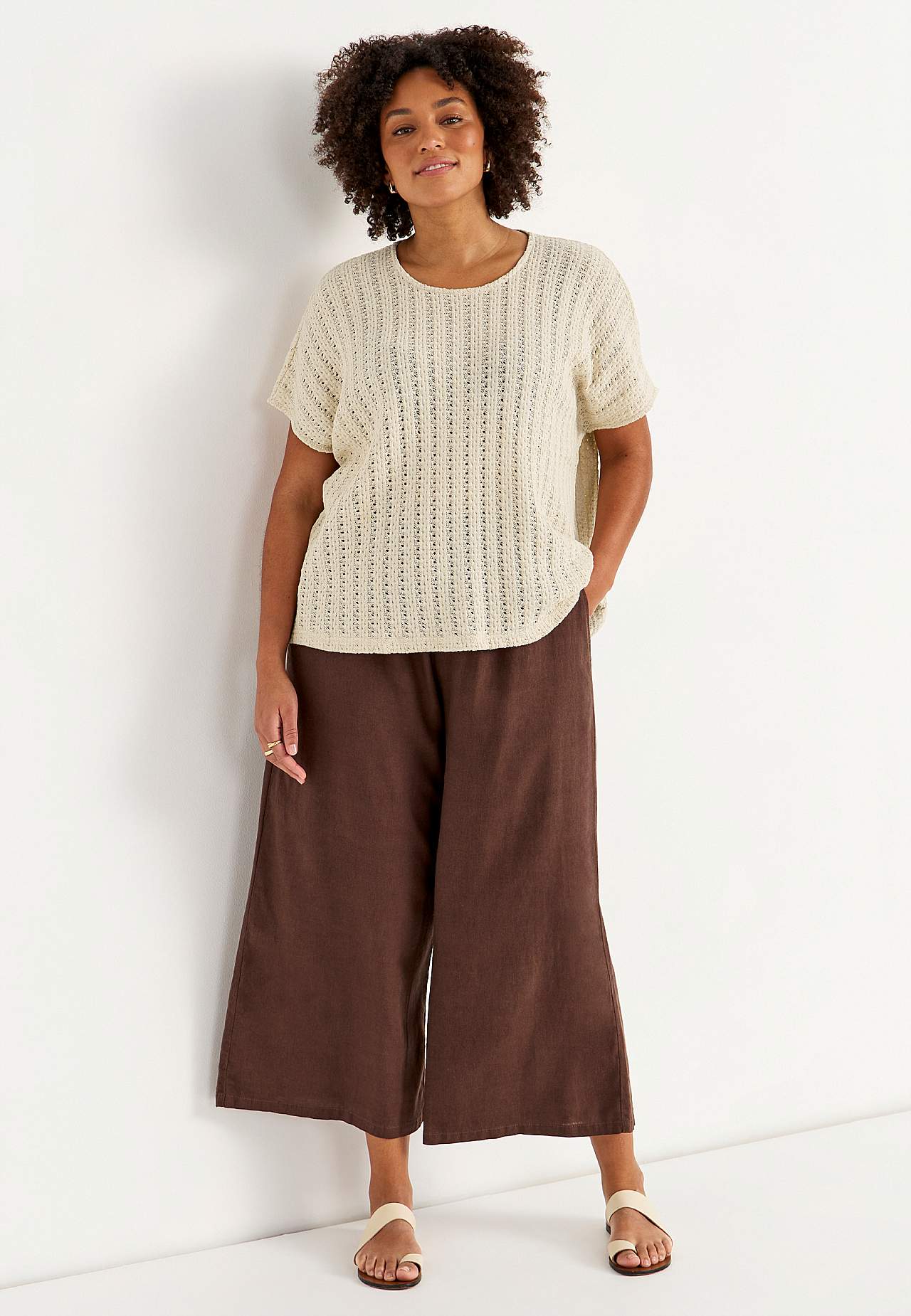 Jersey top with openwork