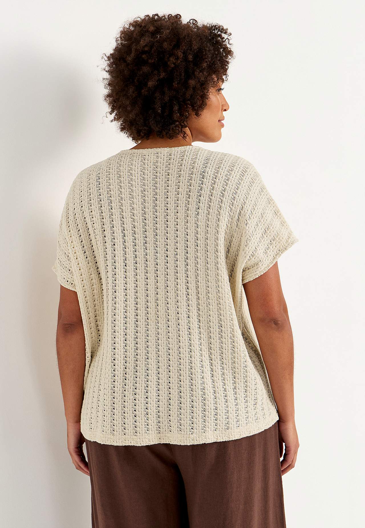 Jersey top with openwork