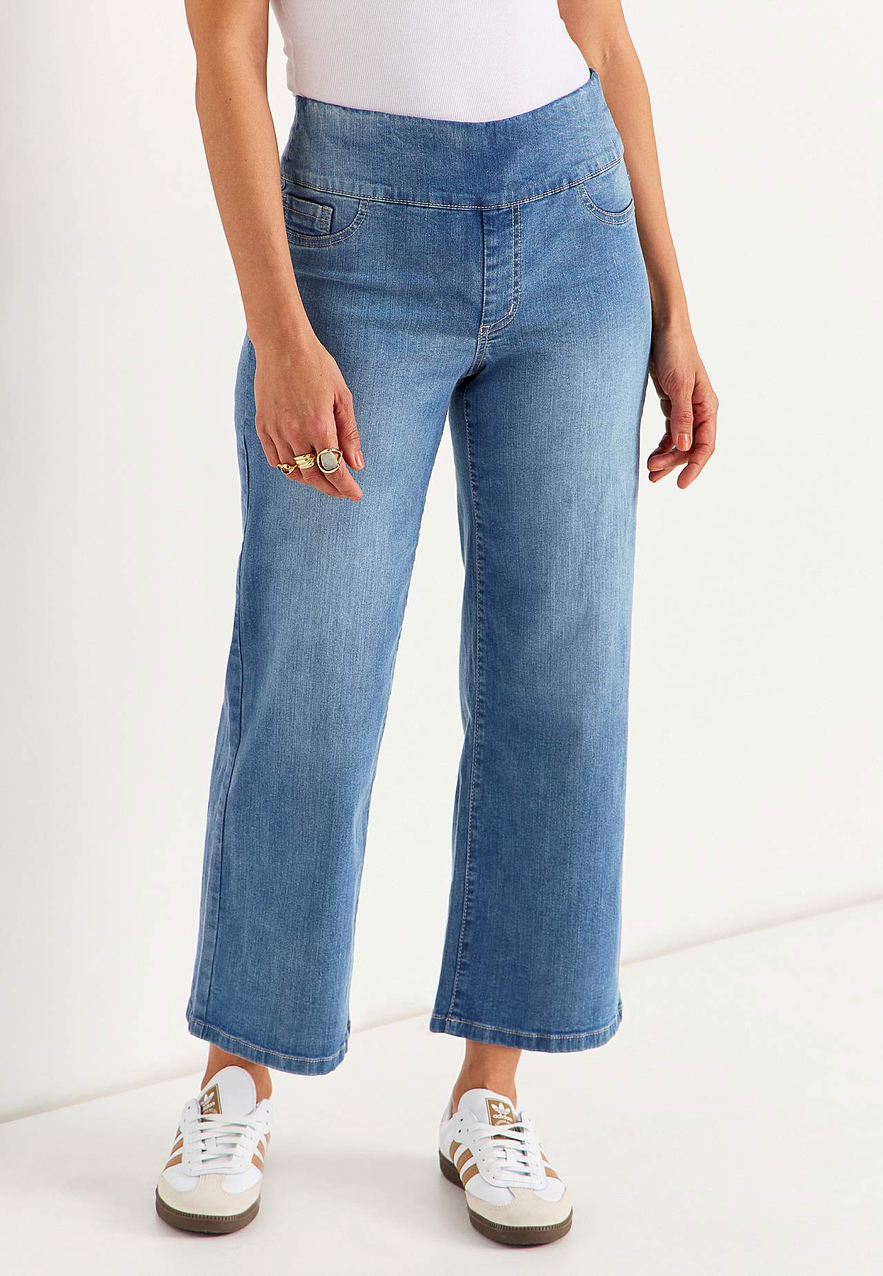 Brede ankellange jeans med høj talje Elisa