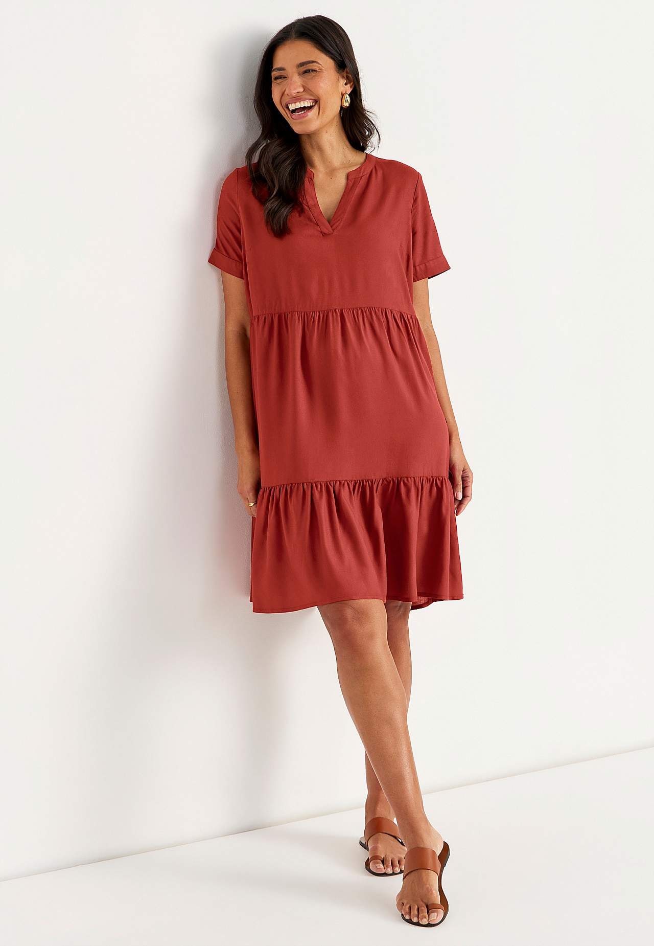 Viscose dress with flounce