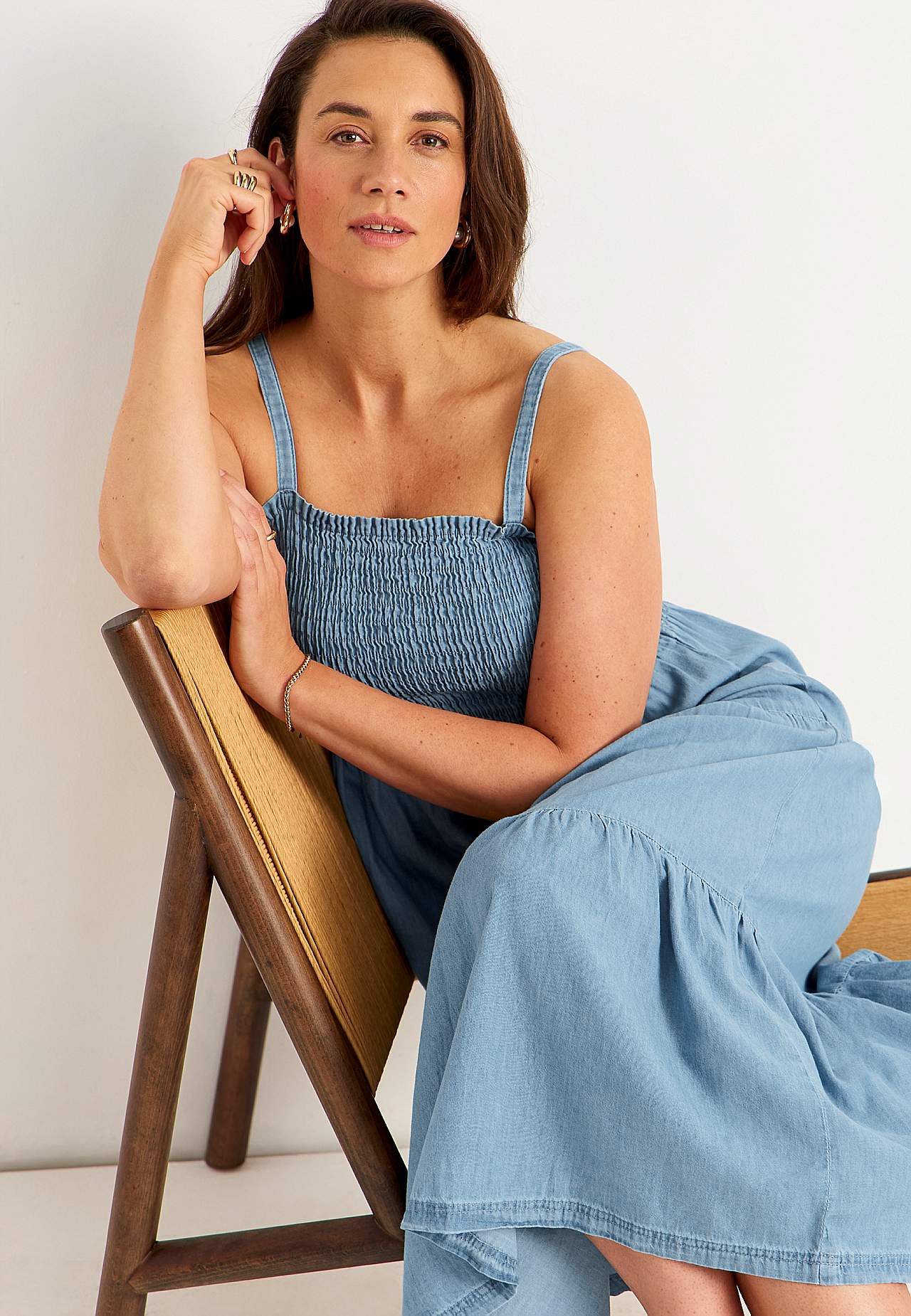 Delightfully soft denim dress with flounces