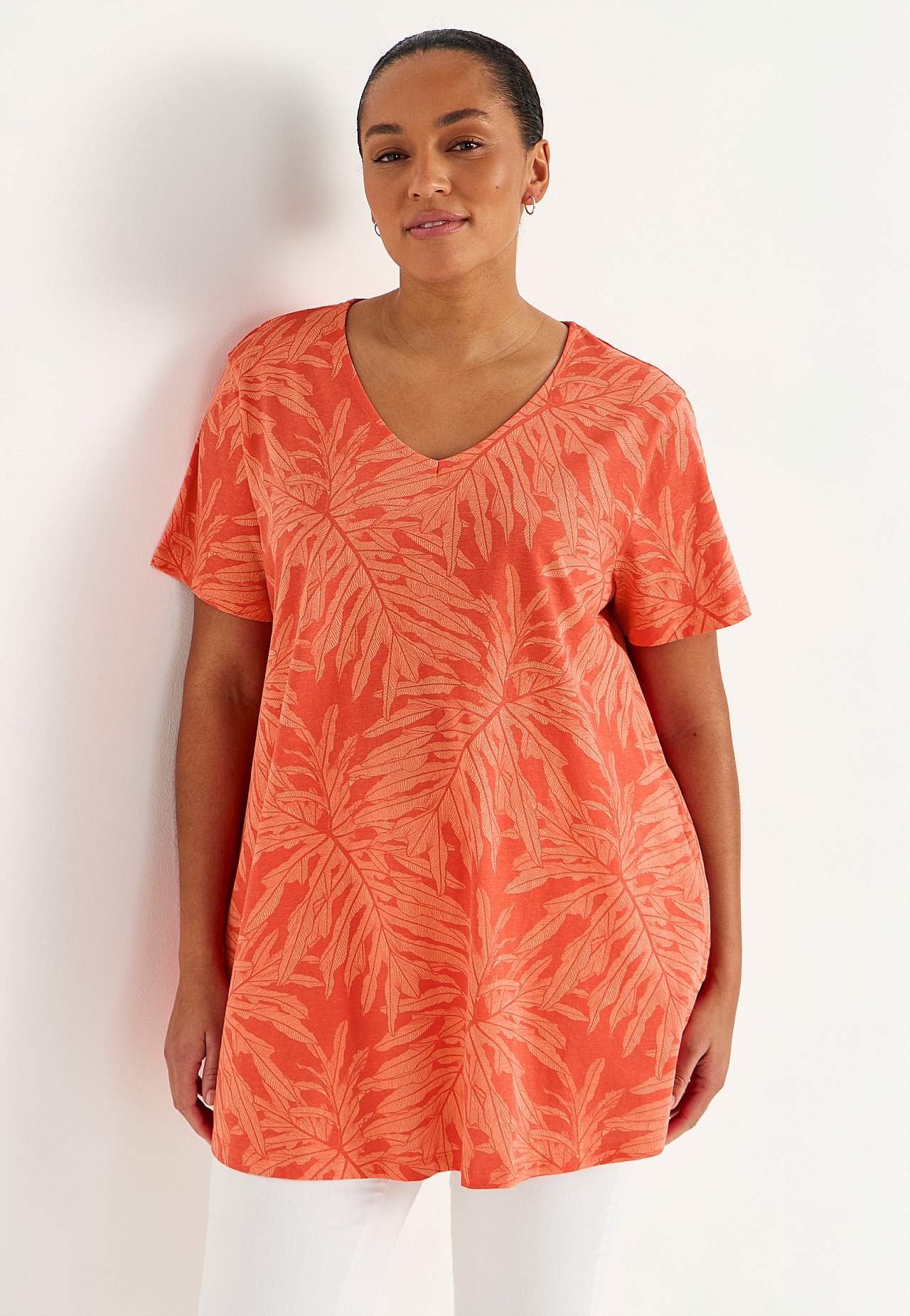 Tunic top in organic cotton with pockets