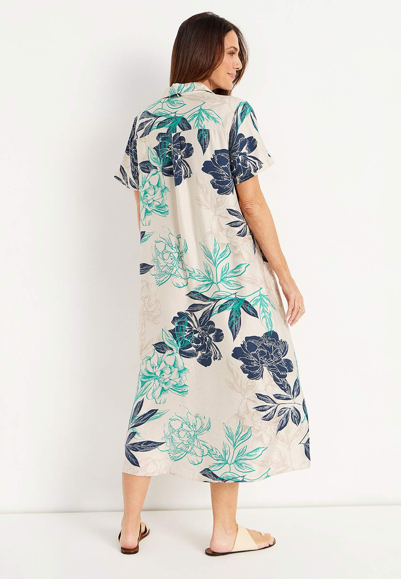 Floral shirt dress in soft viscose blend