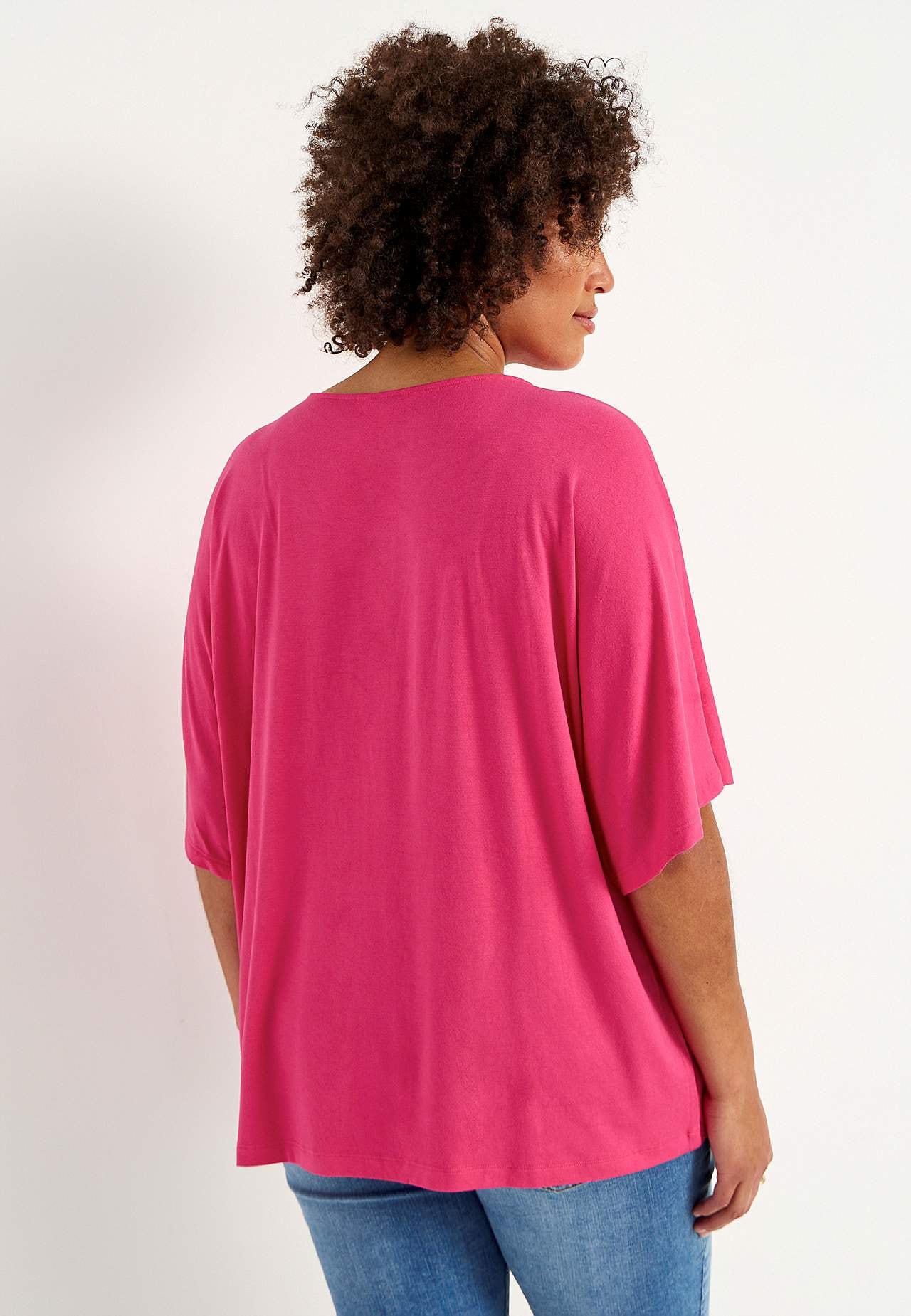 Jersey top with kimono style sleeve