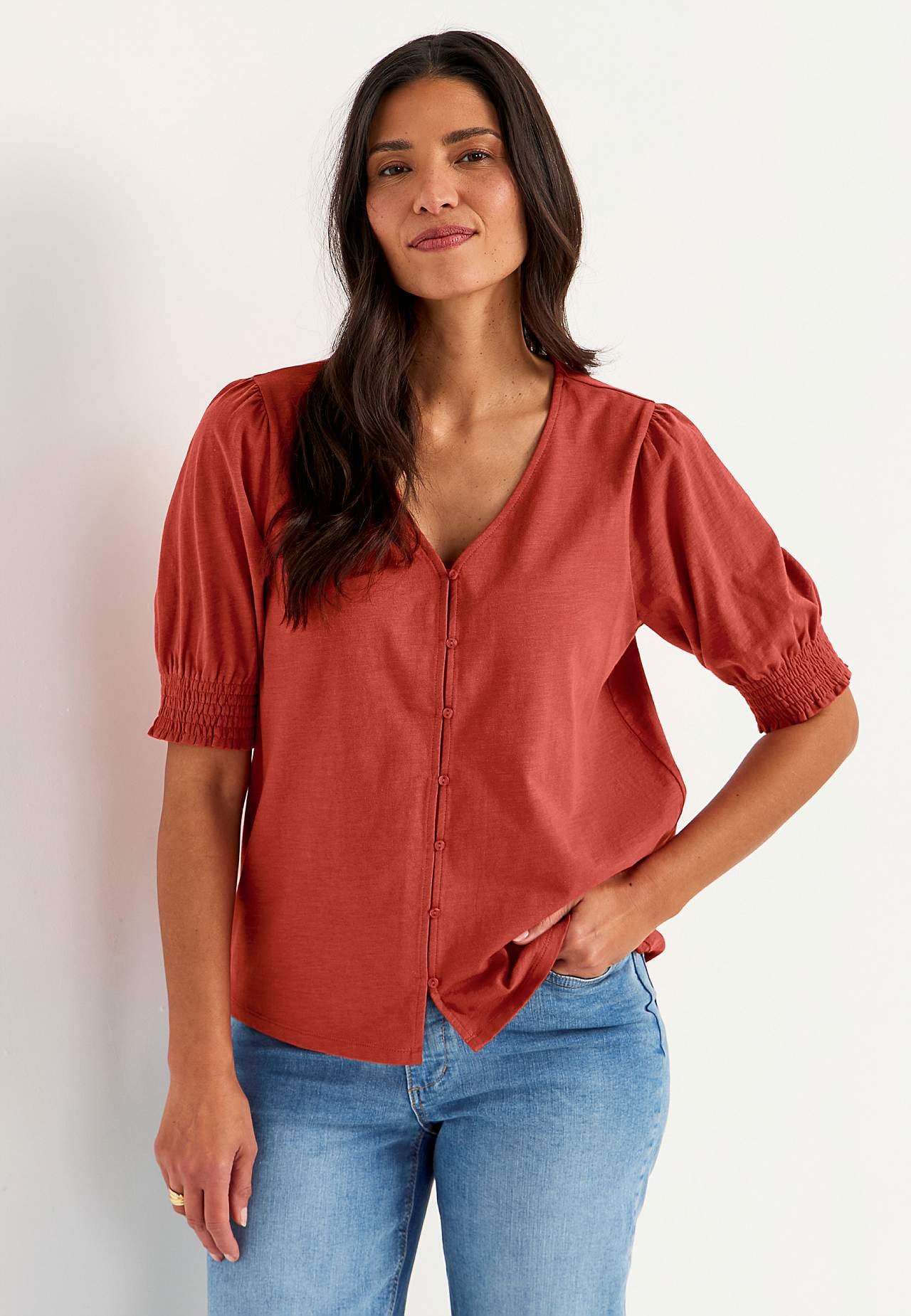 Jersey top with buttons