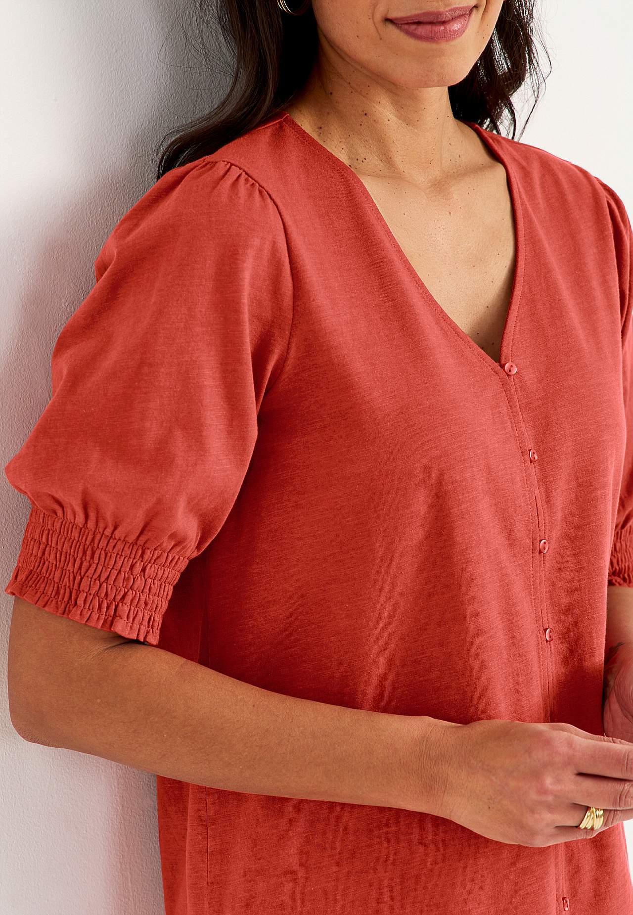Jersey top with buttons