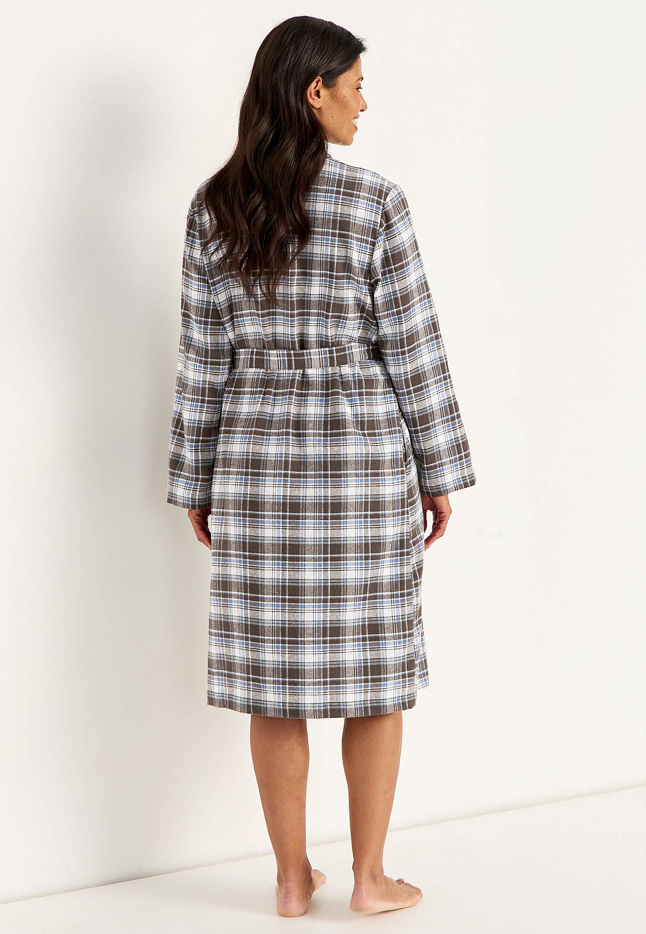Ruudullinen aamutakki flanellista