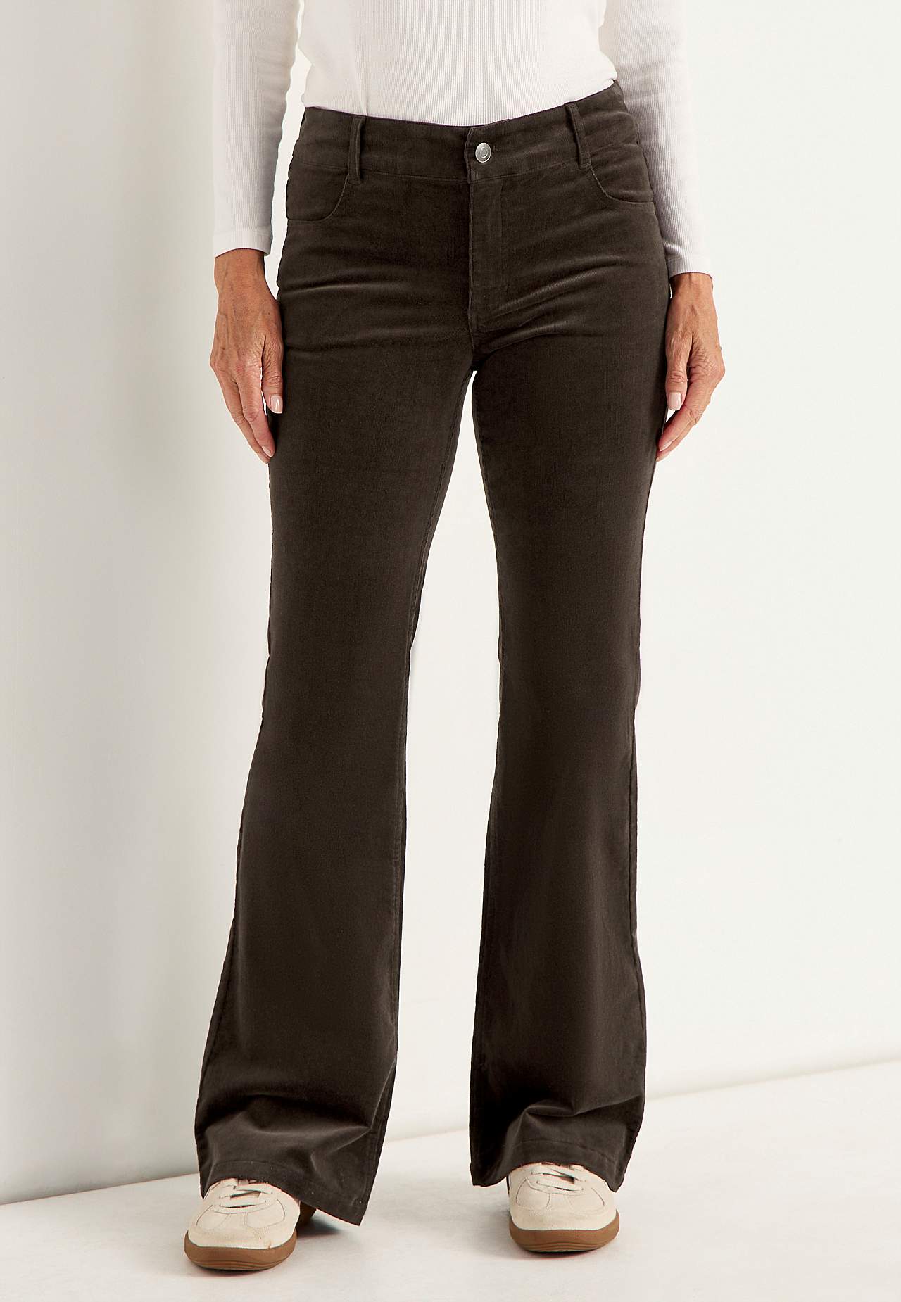 Smalstripet, bootcut kordfløyelsbukse