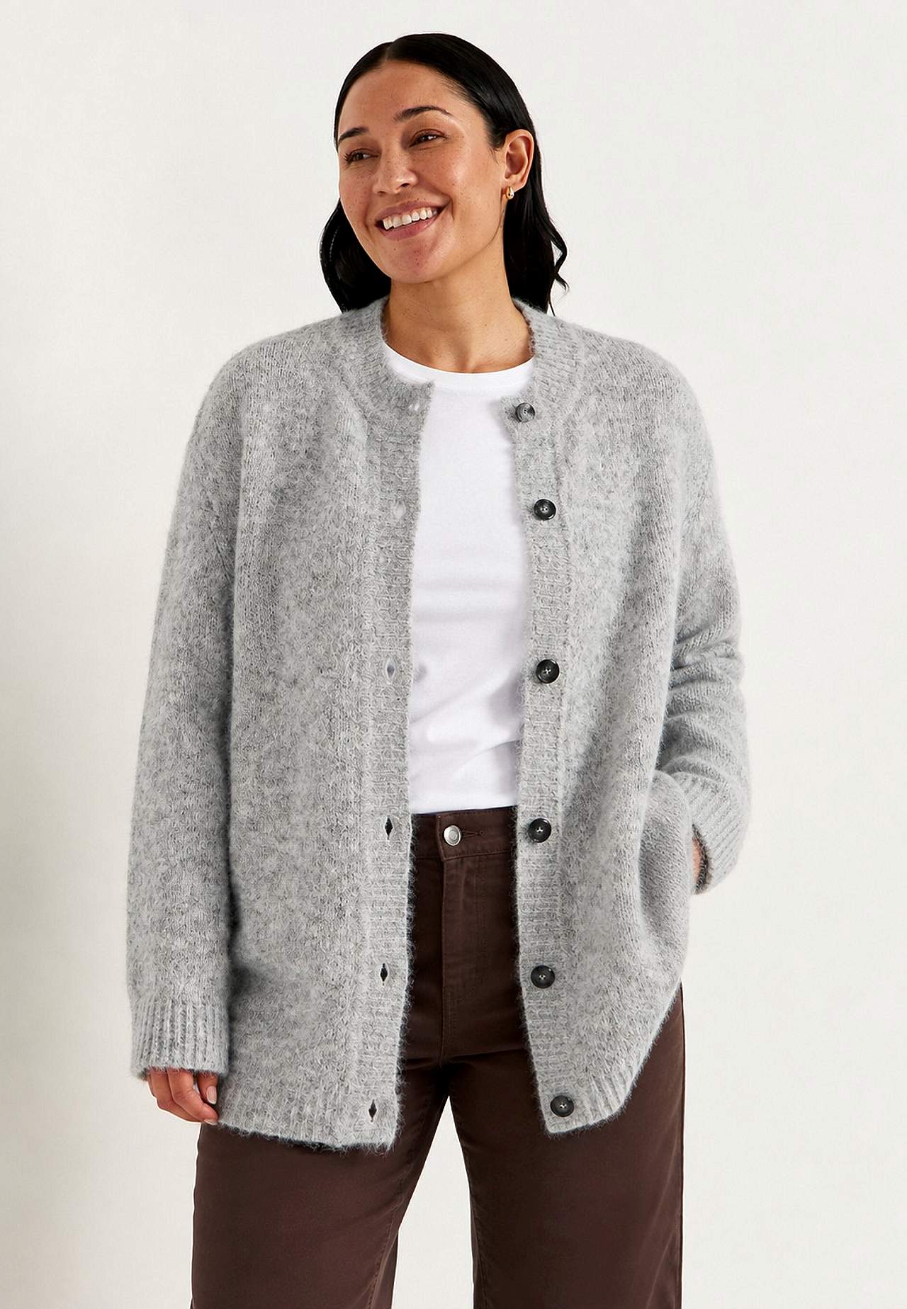 Strikket, lang cardigan
