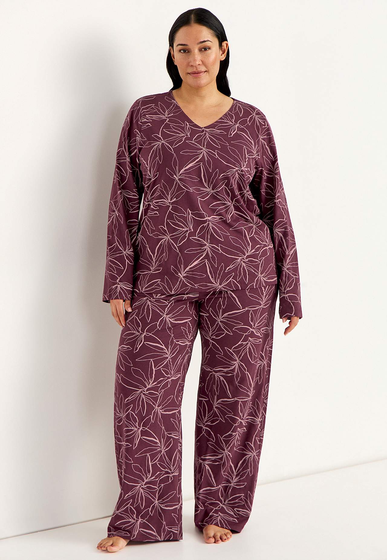 Mønstret, todelt jersey pyjamas