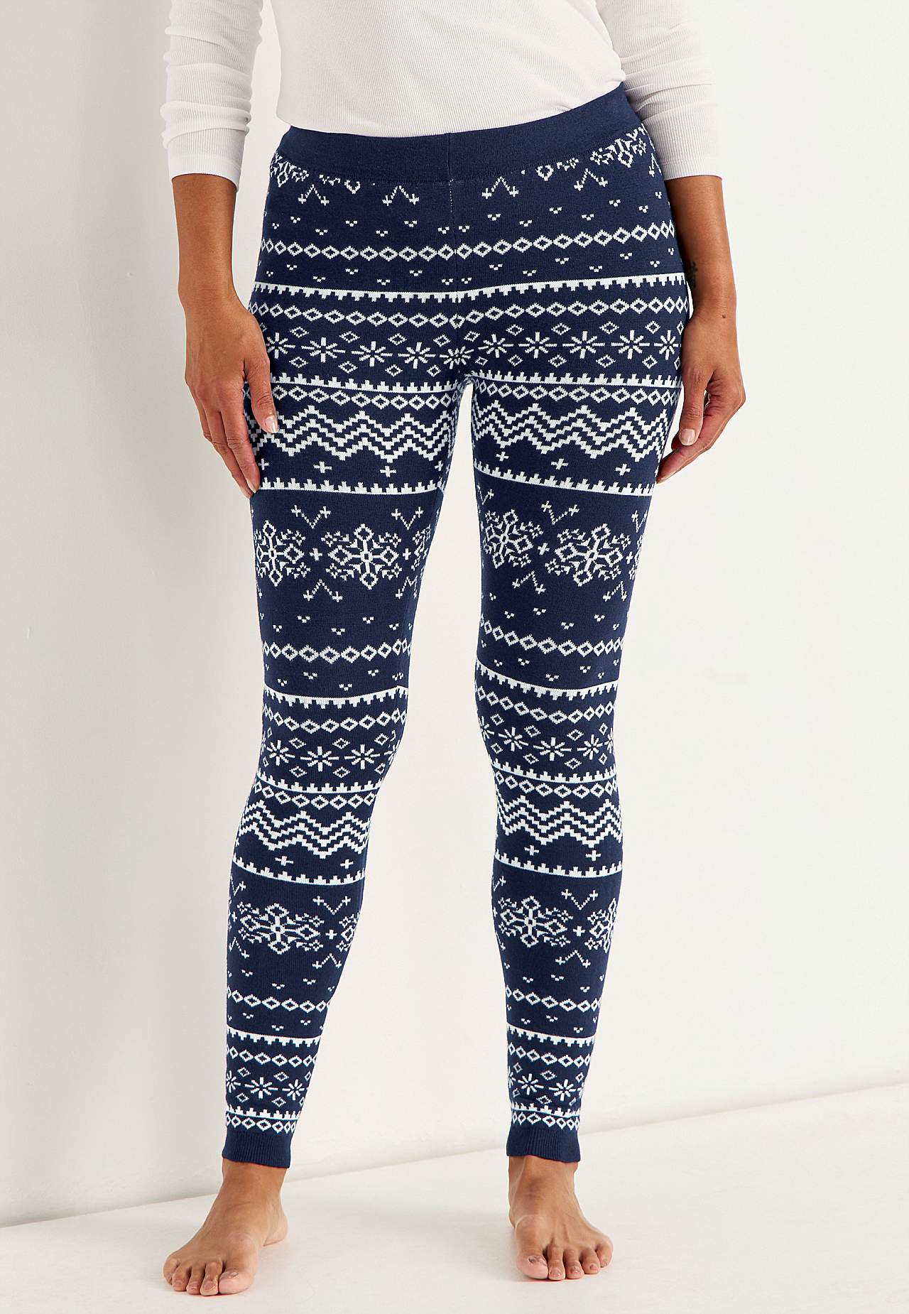 Jacquardstrikkede, mønstrede leggings