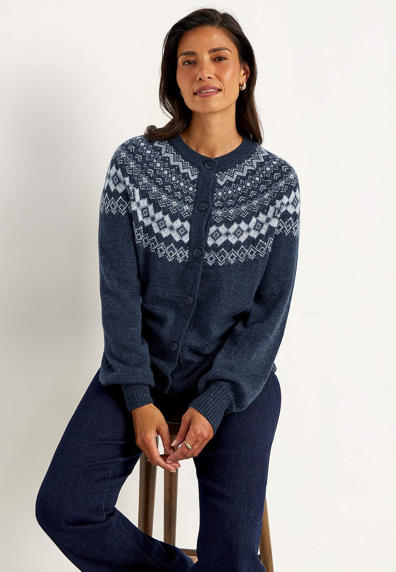 Jacquard-strikket cardigan