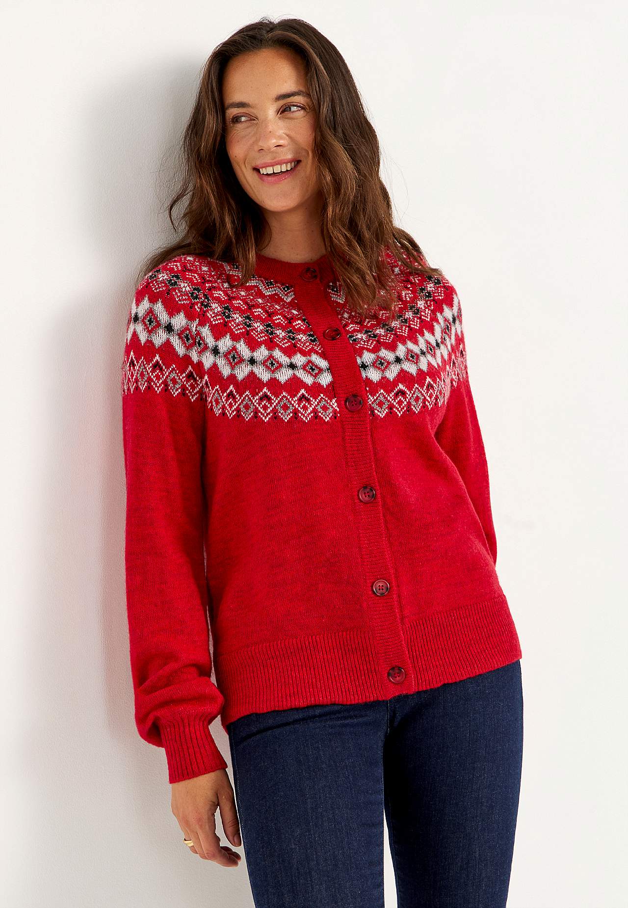 Jacquard-strikket cardigan