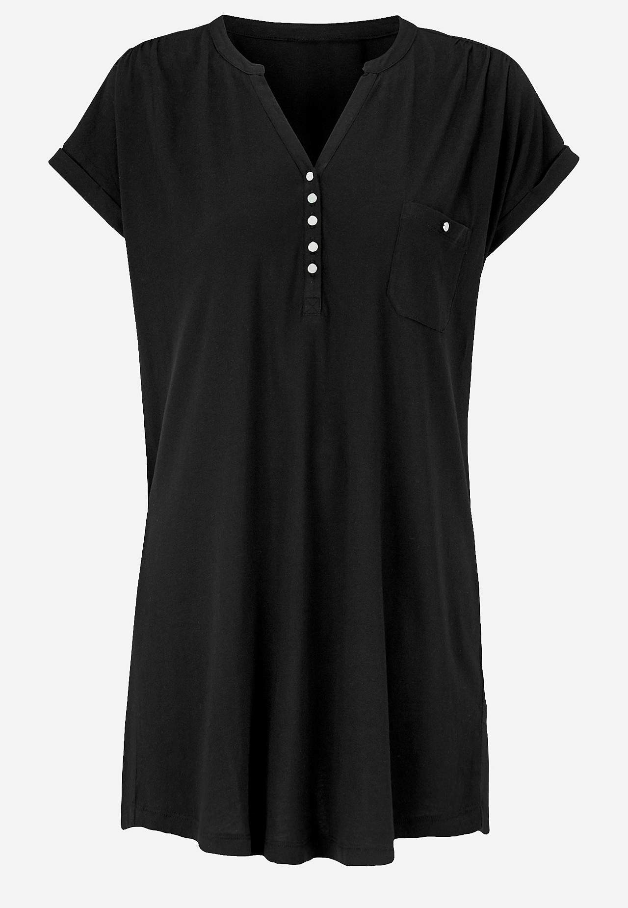 Jersey tuniq with metallic buttons