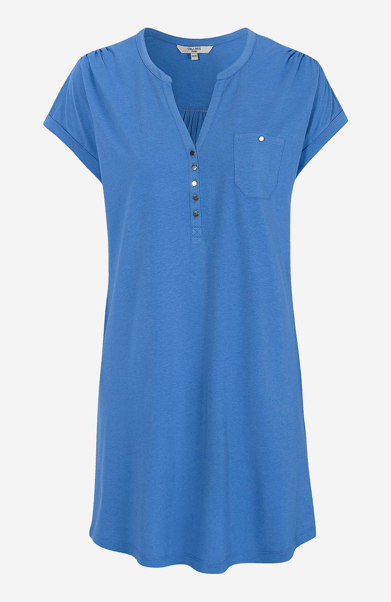 Jersey tuniq with metallic buttons