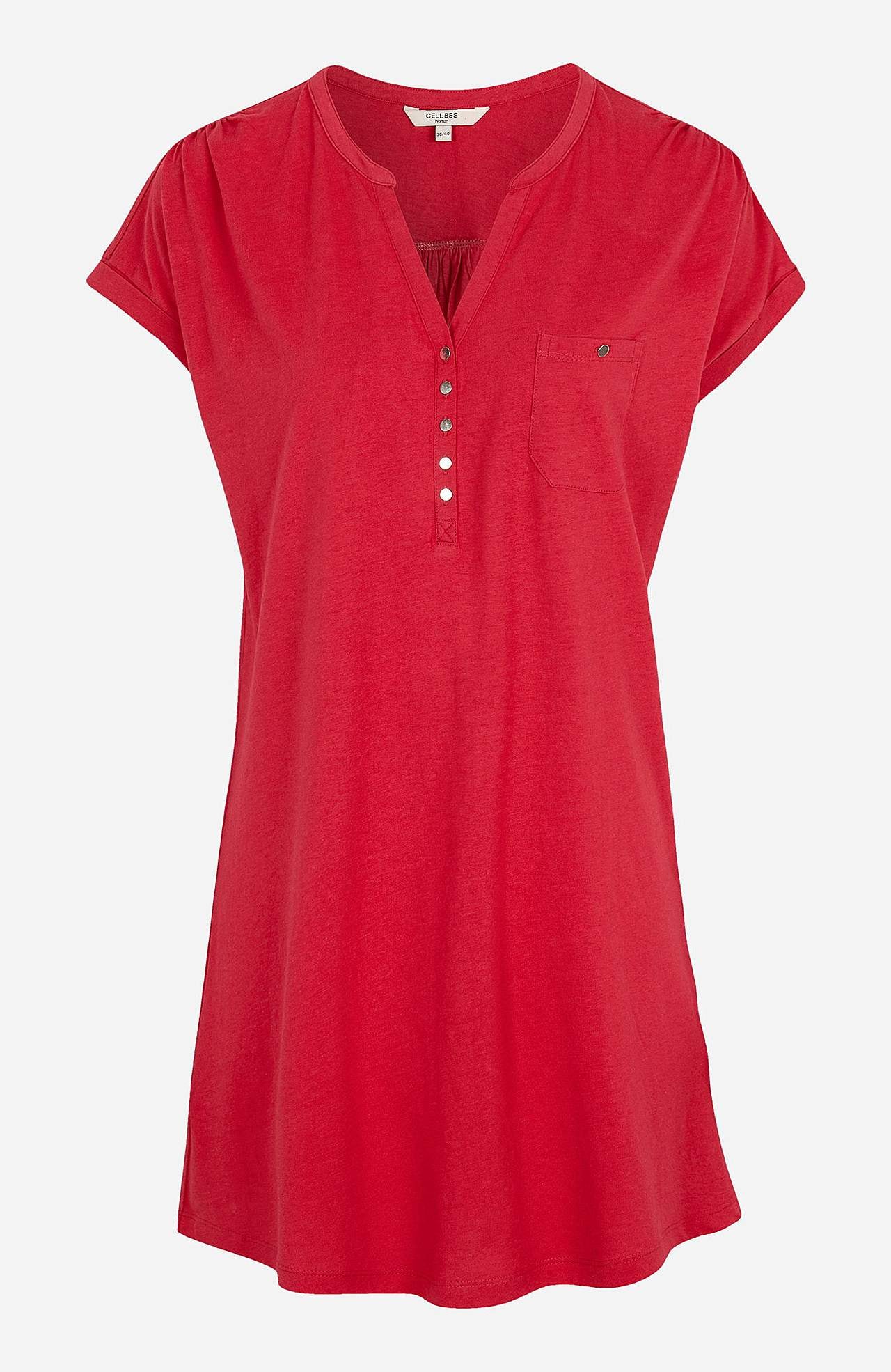 Jersey tuniq with metallic buttons