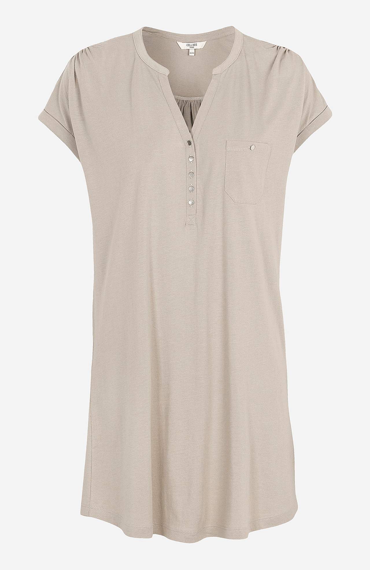 Jersey tuniq with metallic buttons