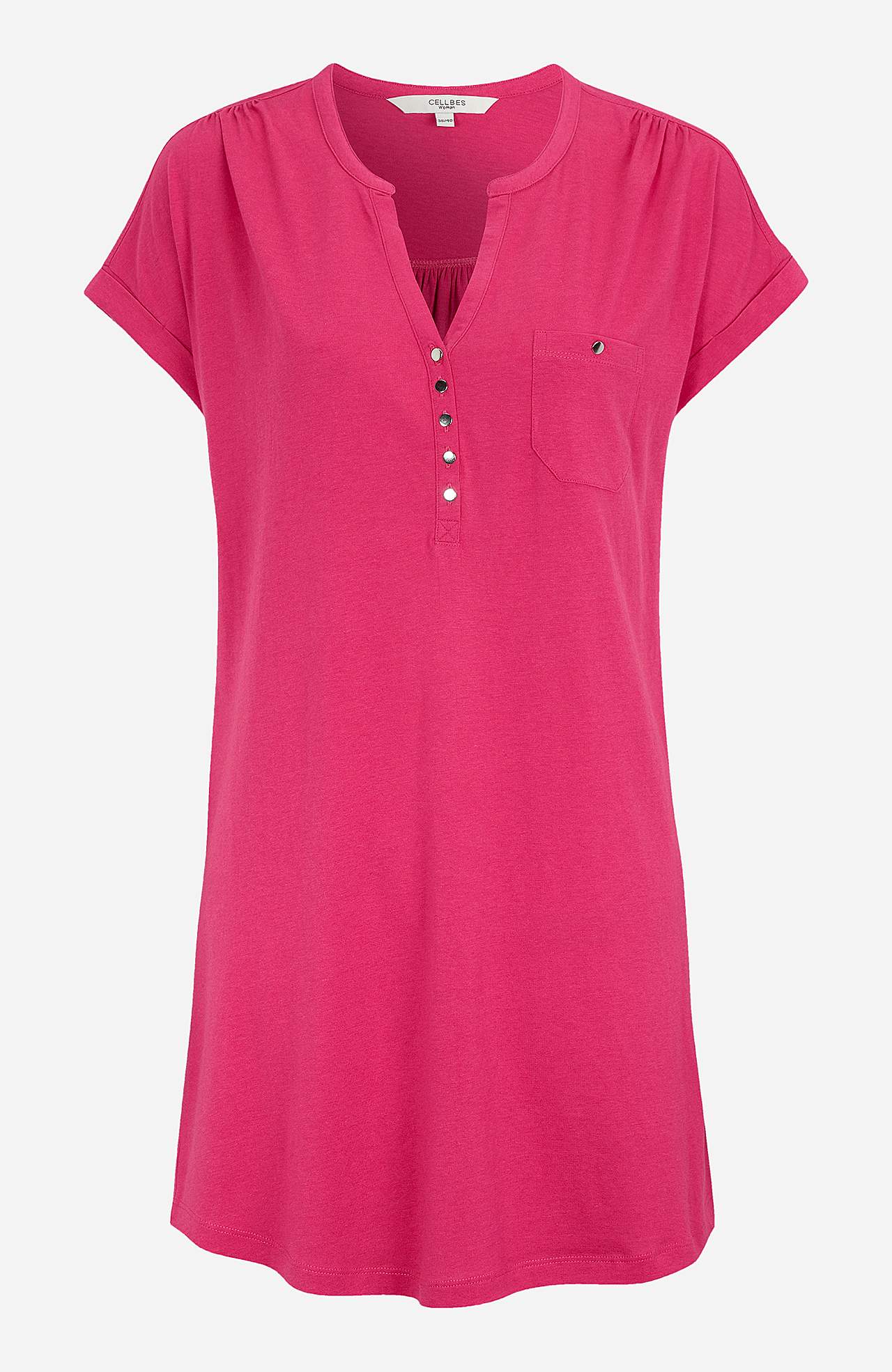 Jersey tuniq with metallic buttons