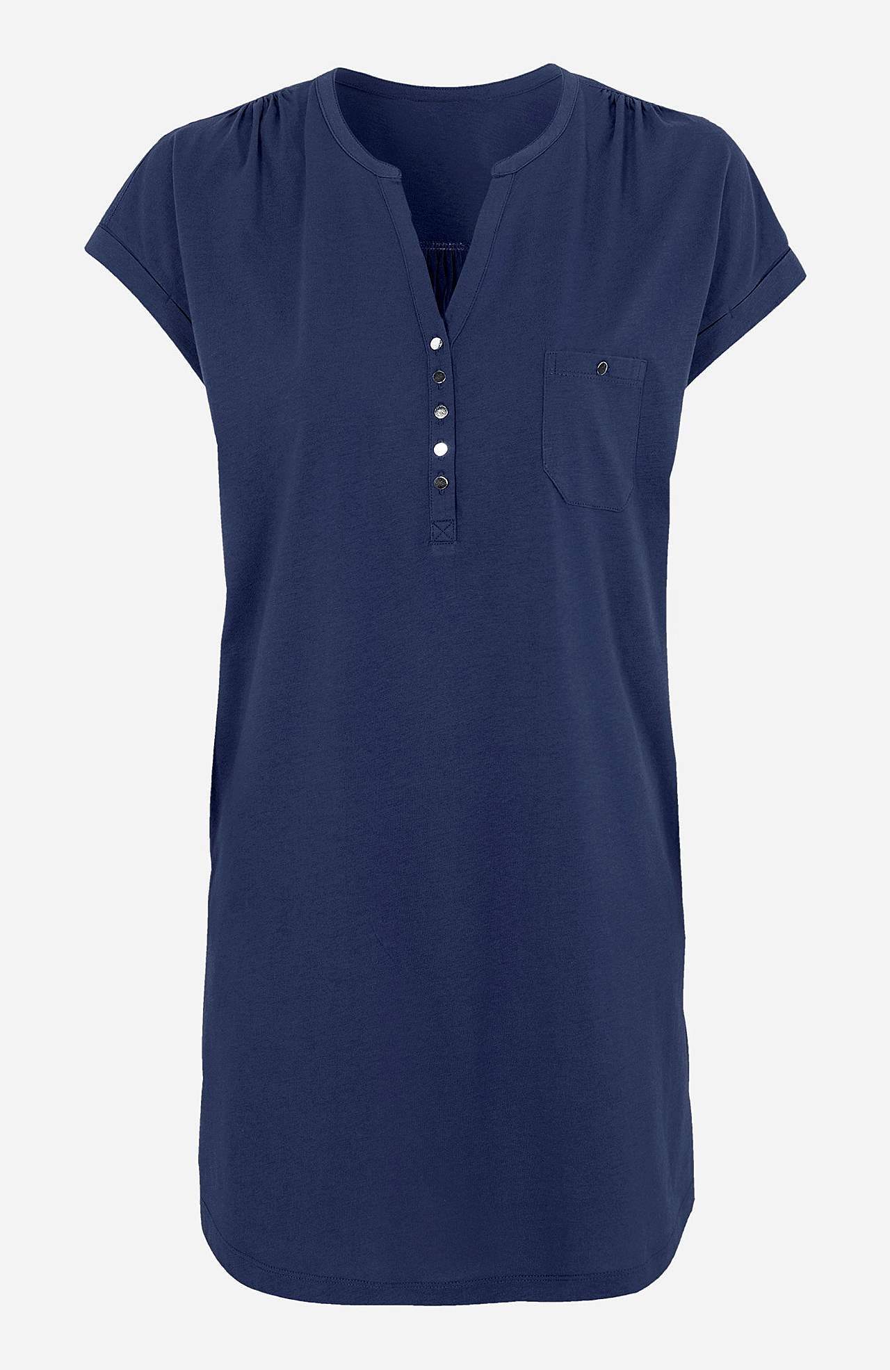 Jersey tuniq with metallic buttons