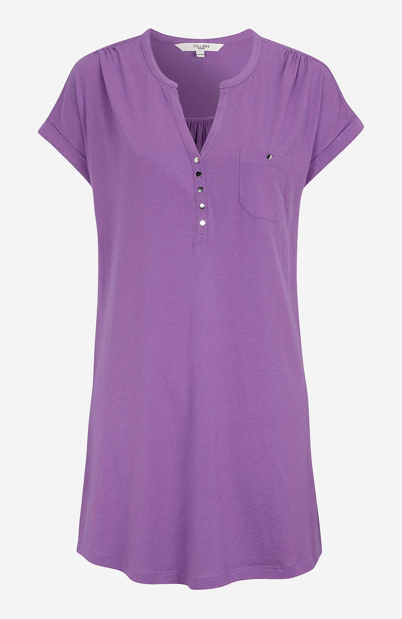 Jersey tuniq with metallic buttons