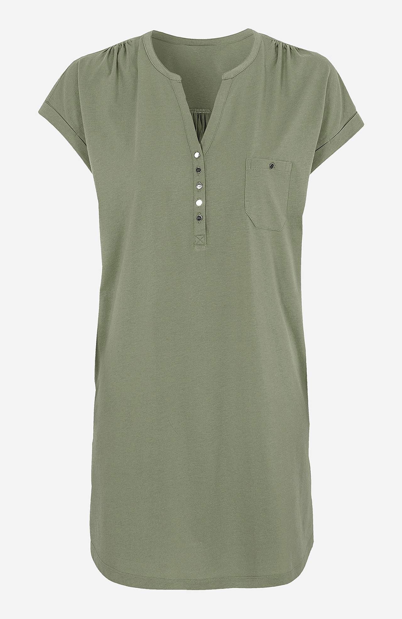 Jersey tuniq with metallic buttons