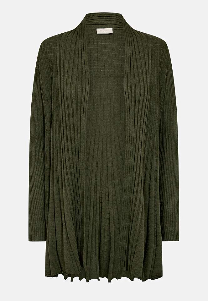 Lang, ribbet cardigan billede