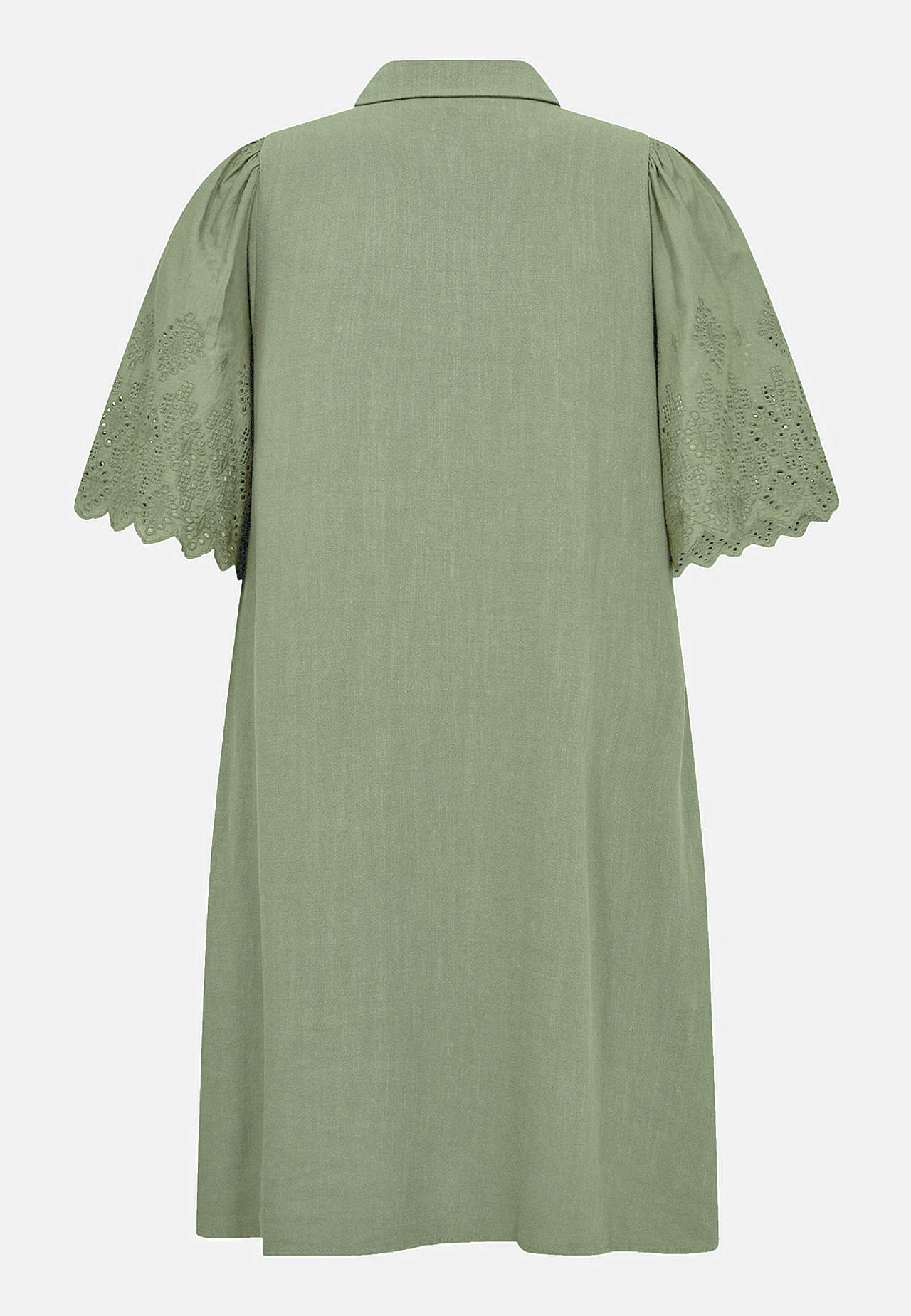 Skjortklänning med hålmönstrade ärmar
