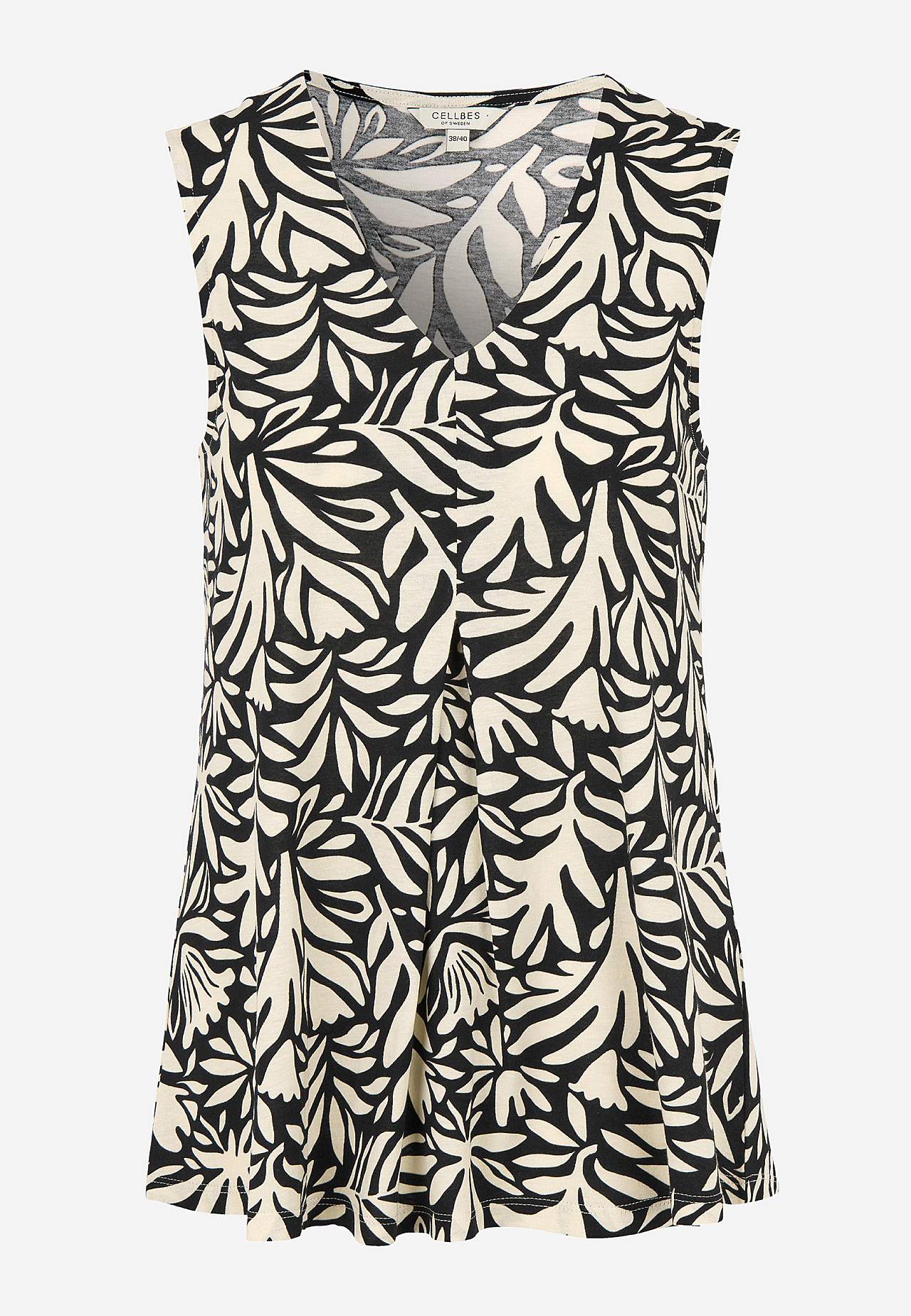 Sleeveless jersey top with v neckline