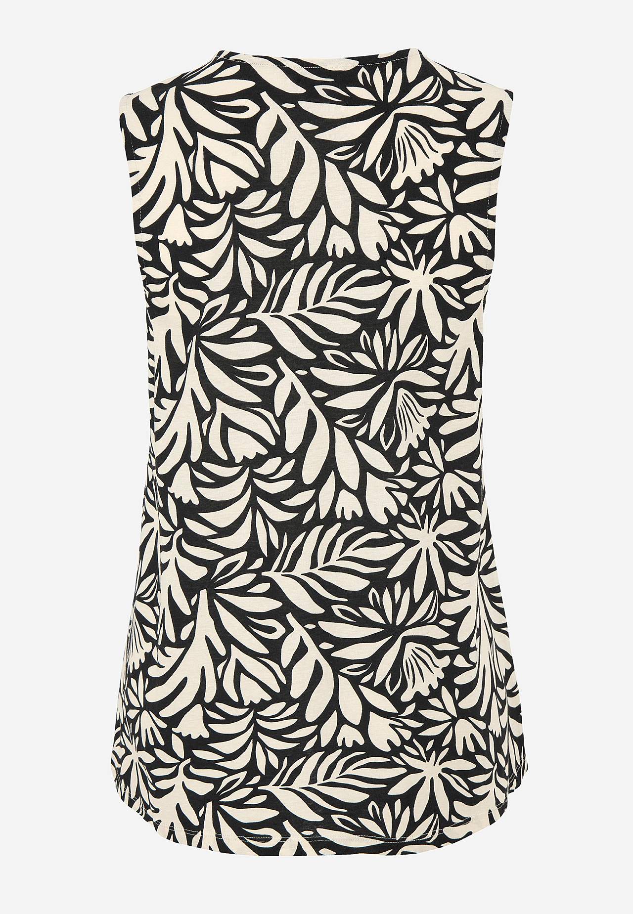 Sleeveless jersey top with v neckline