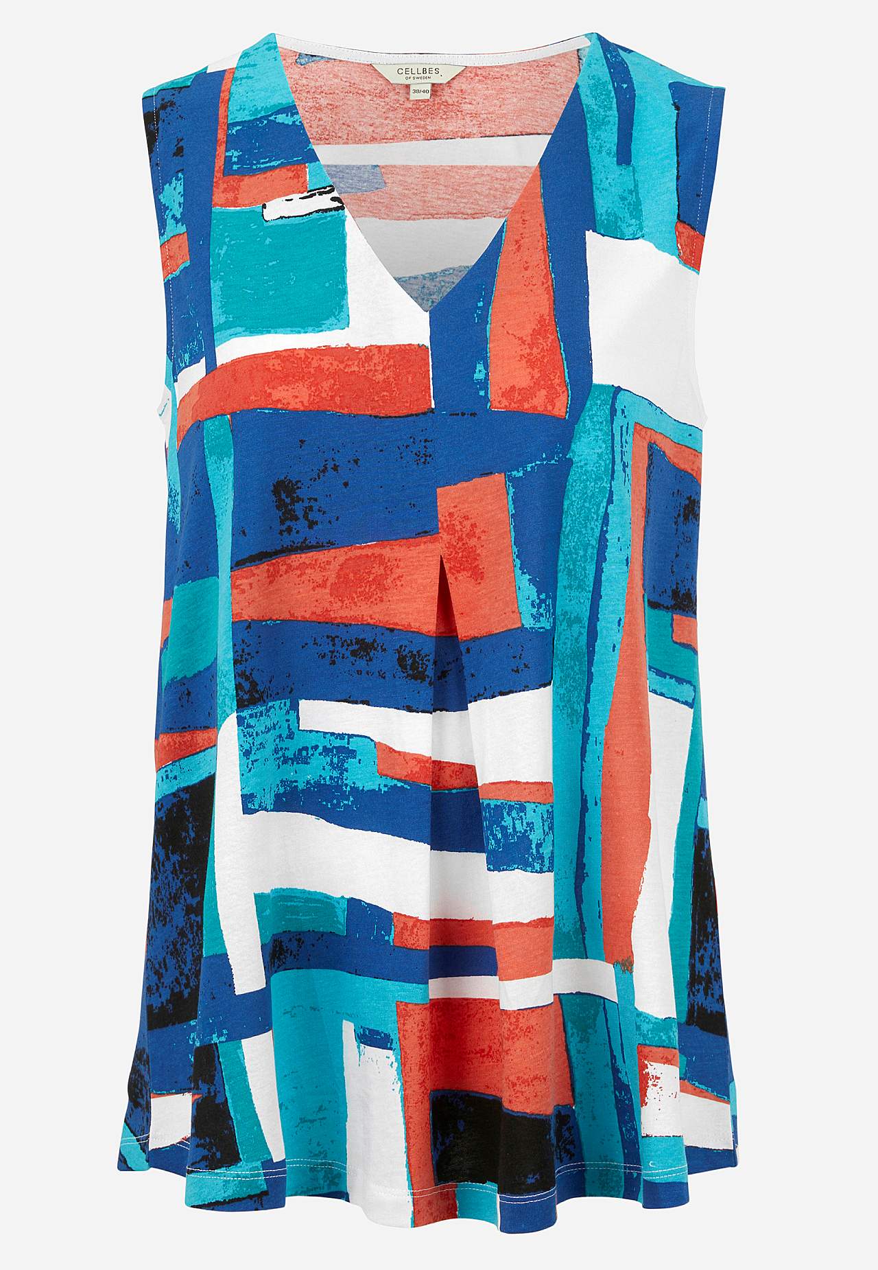 Sleeveless jersey top with v neckline