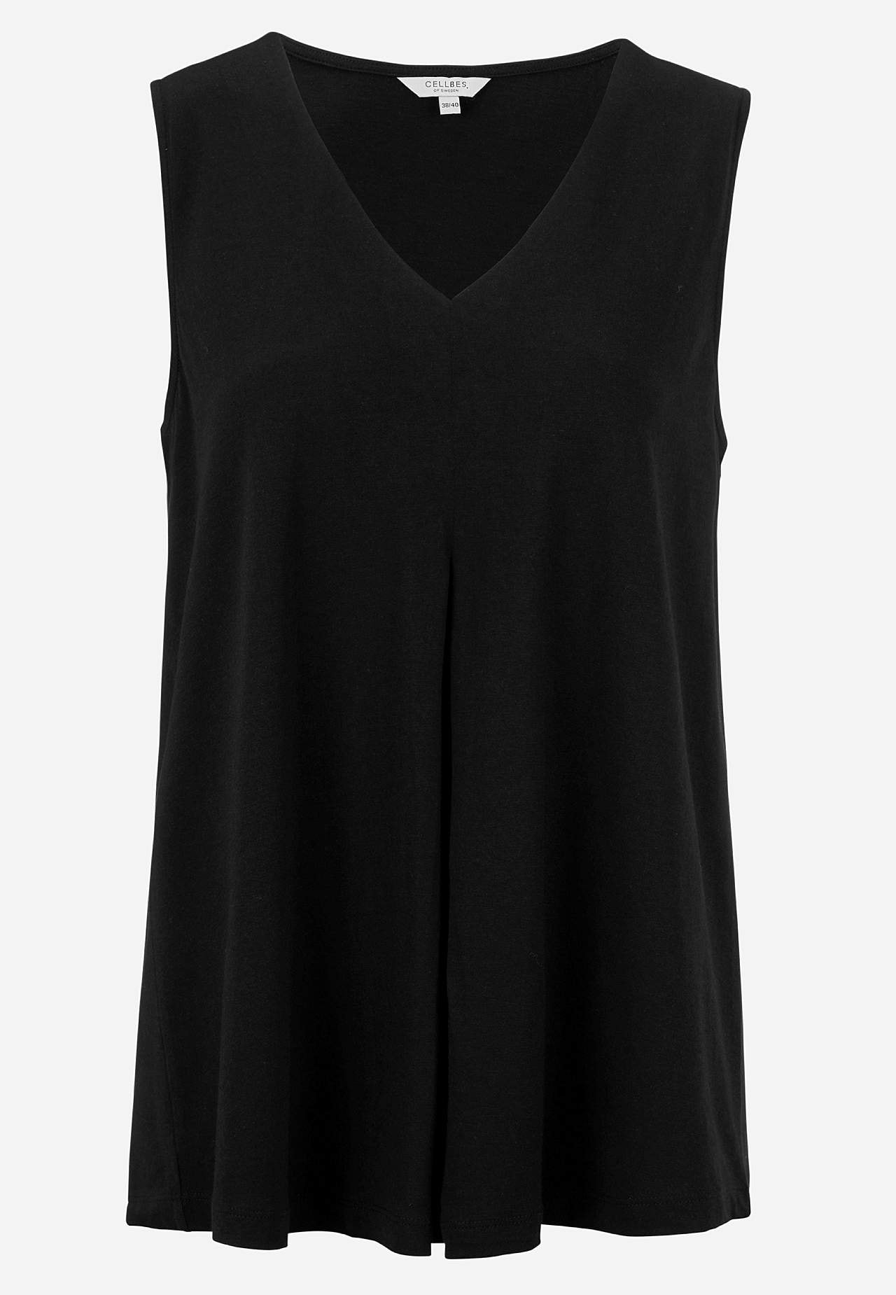 Sleeveless jersey top with v neckline