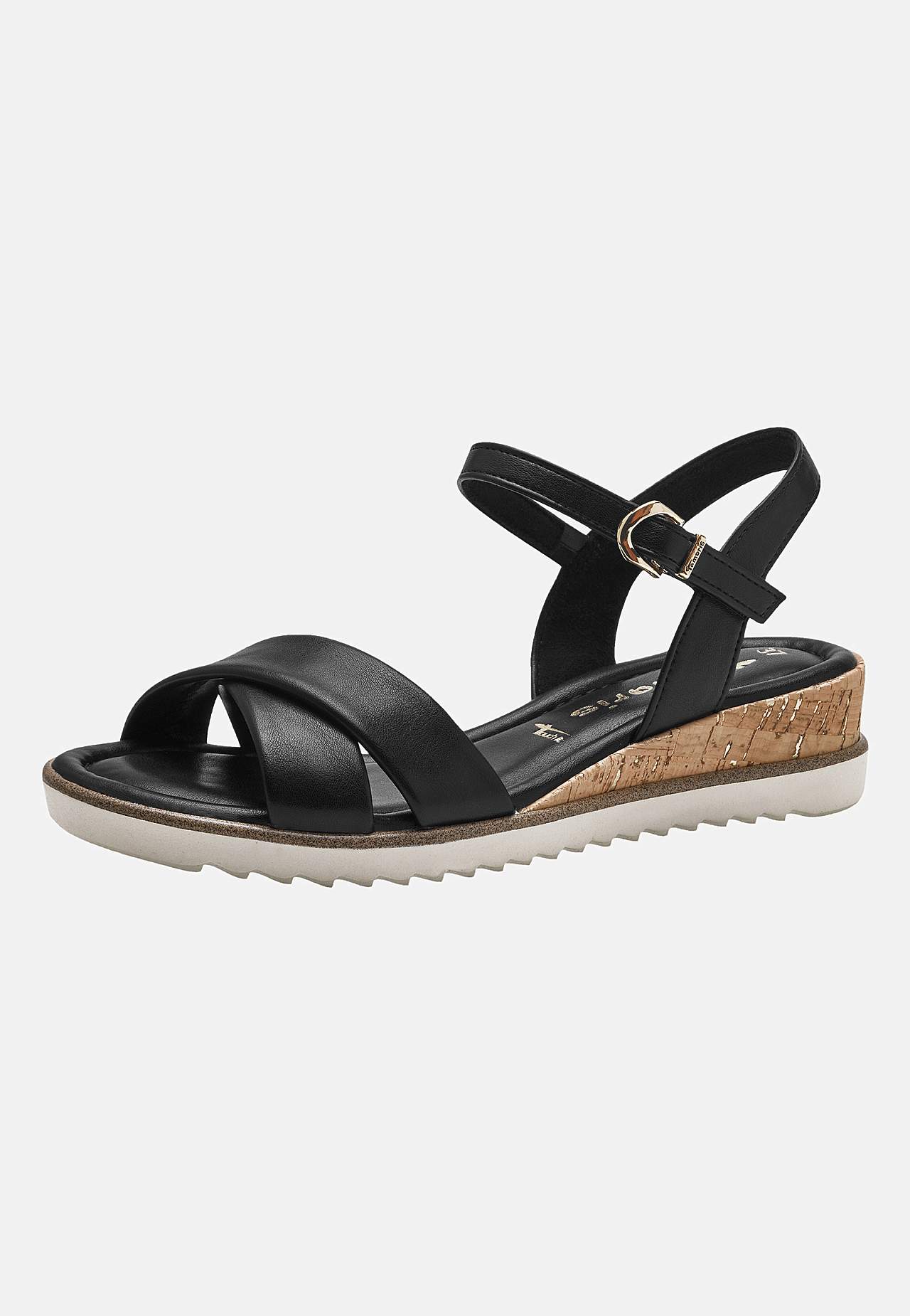 Sandal med lav kilehæl
