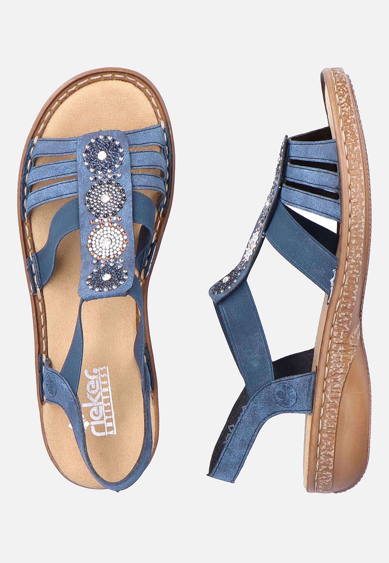 Sandal med stropper og vakre, dekorative steiner