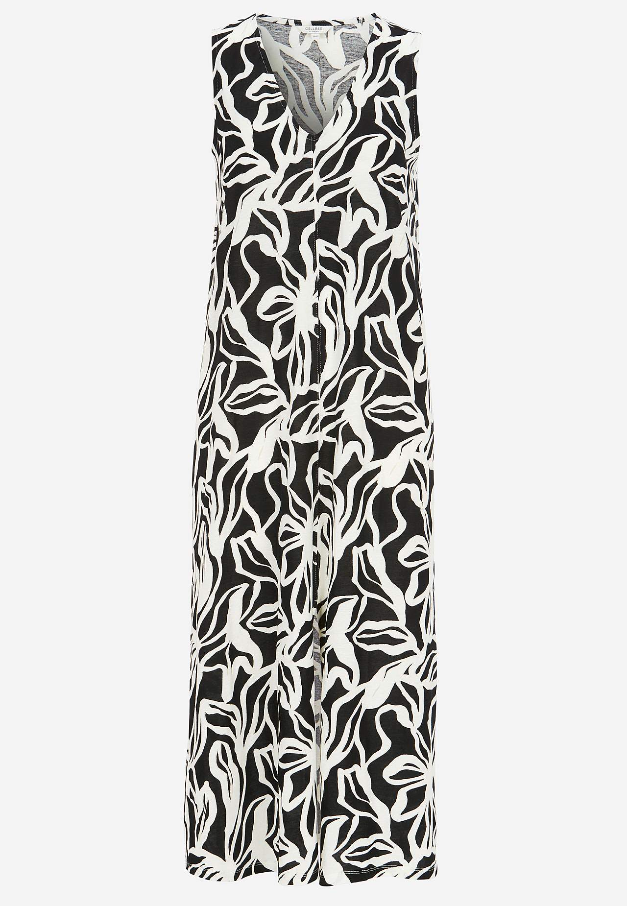 V-neck, sleeveless jersey dress