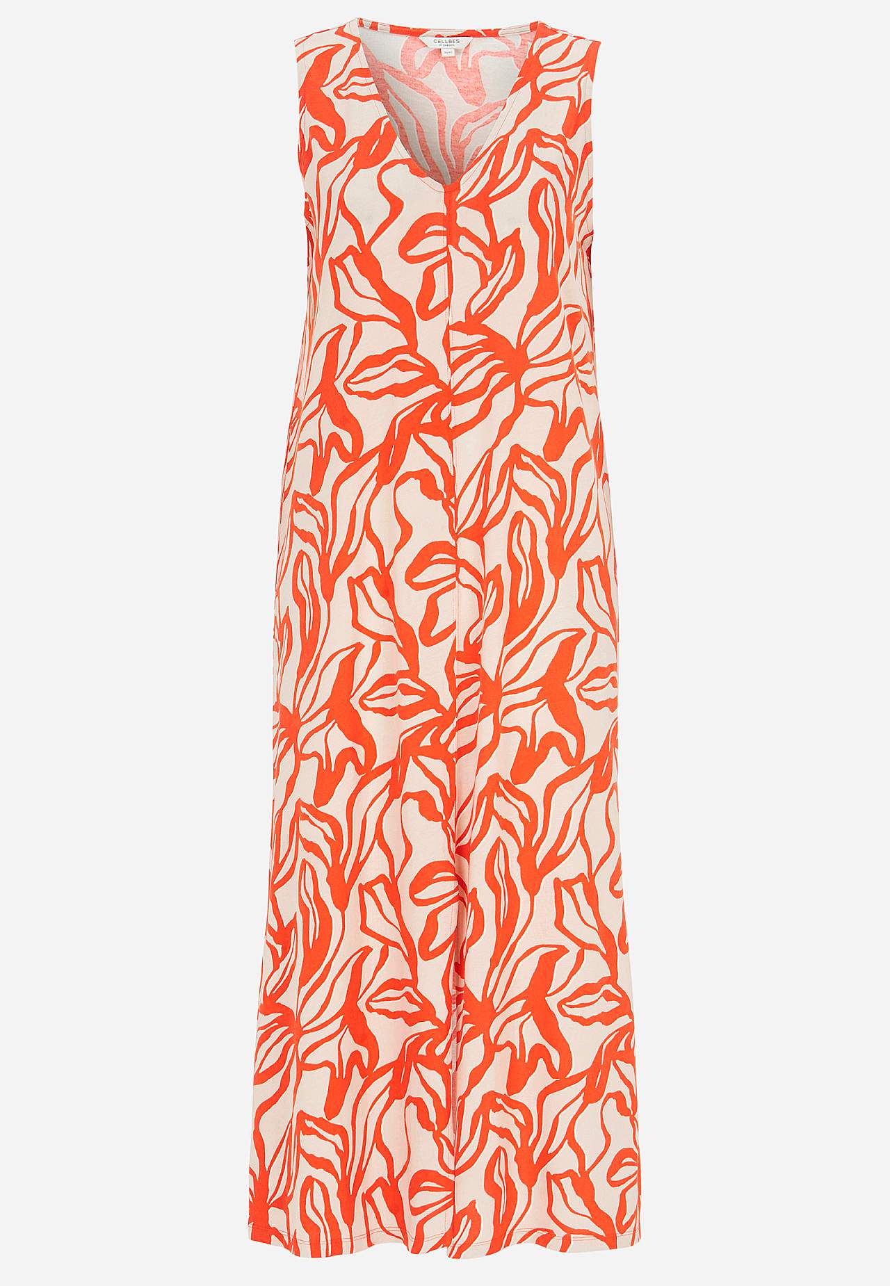 V-neck, sleeveless jersey dress