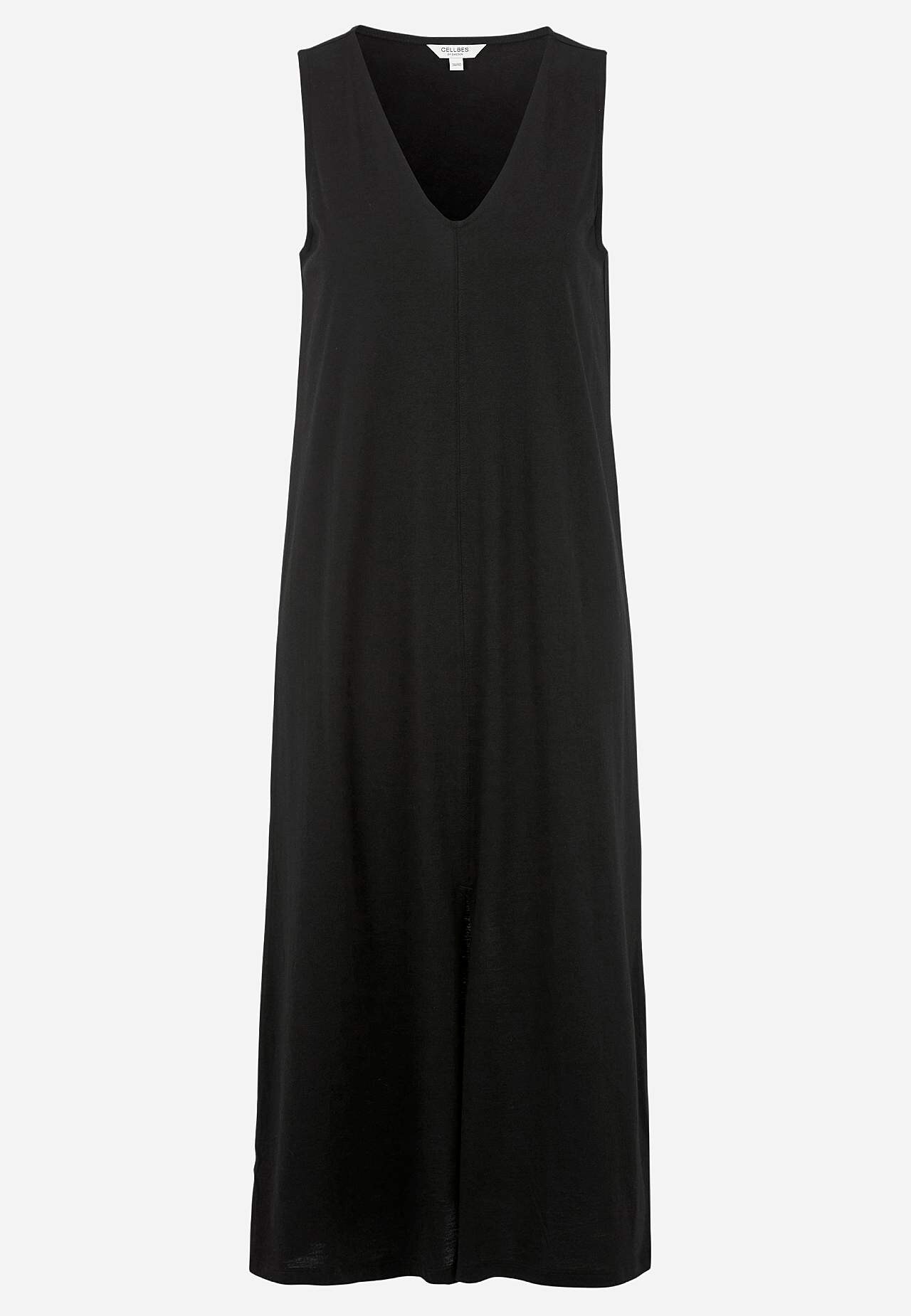 V-neck, sleeveless jersey dress