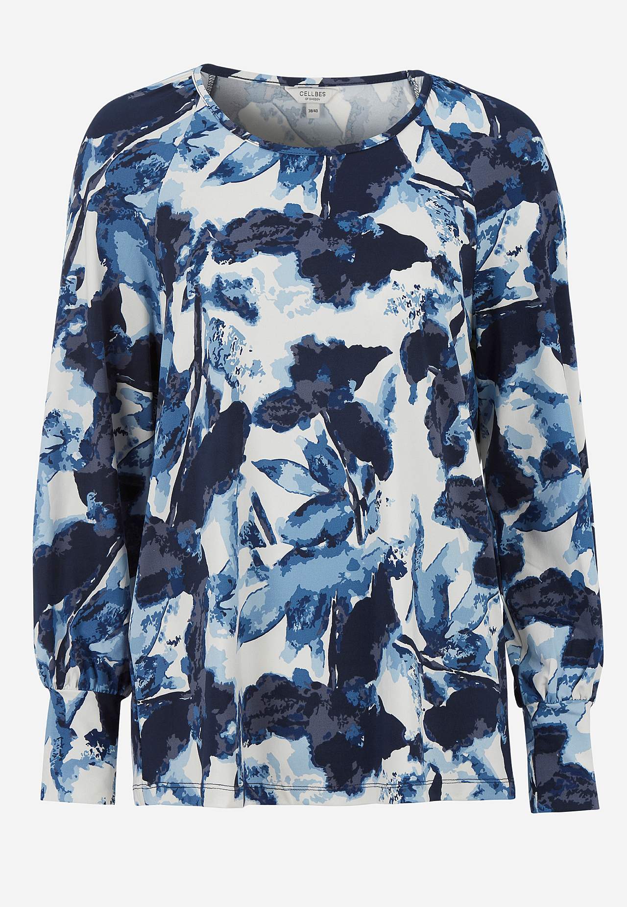 Patterned jersey top with wide cuffs